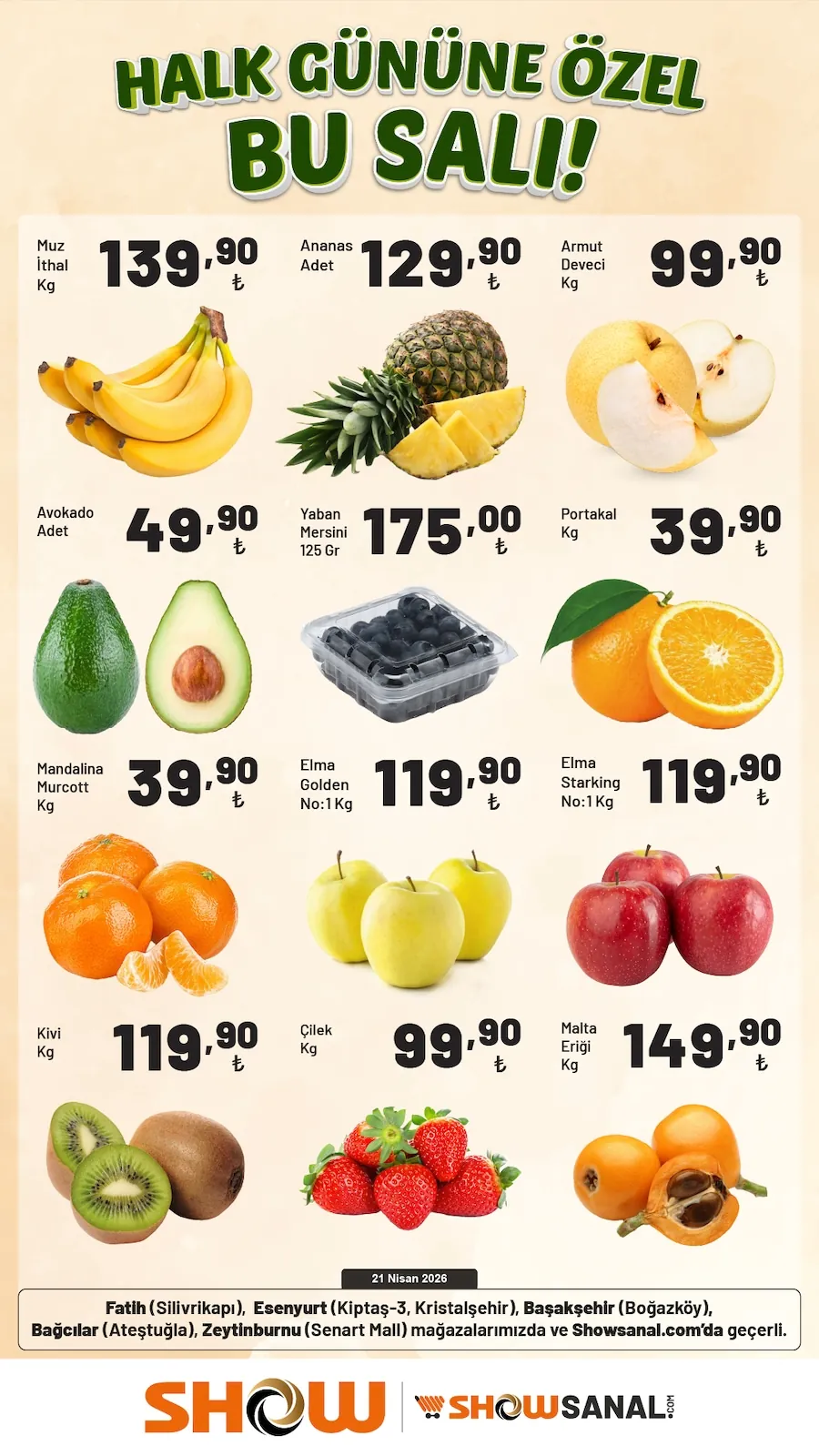 Show Show Market 21 Nisan 2026 Aktüel Kataloğu sayfa 2: Avokado Adet, Portakal Kg