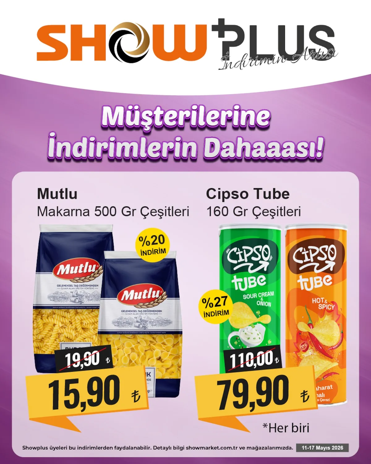 Show Show Market 11 Mayıs 2026 Aktüel Kataloğu sayfa 2: Mutlu Makarna 500 Gr Çeşitleri