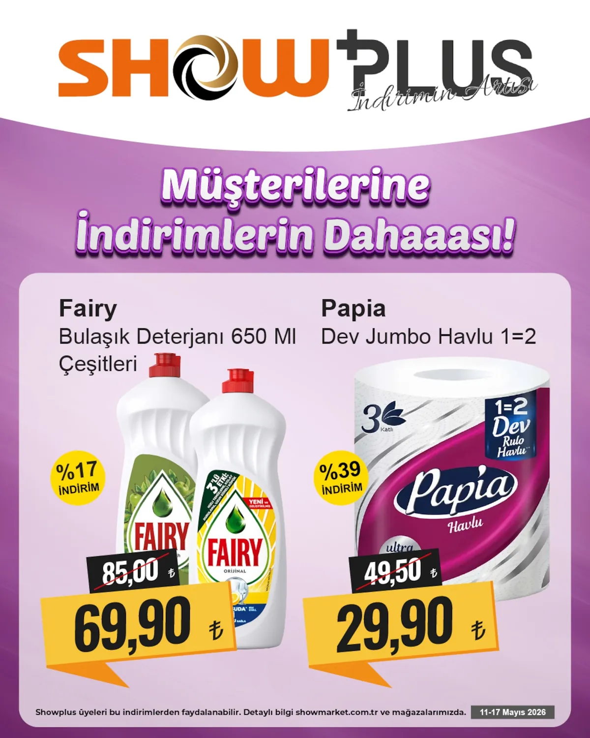 Show Show Market 11 Mayıs 2026 Aktüel Kataloğu sayfa 6: Papia Dev Jumbo Havlu 3 Katlı