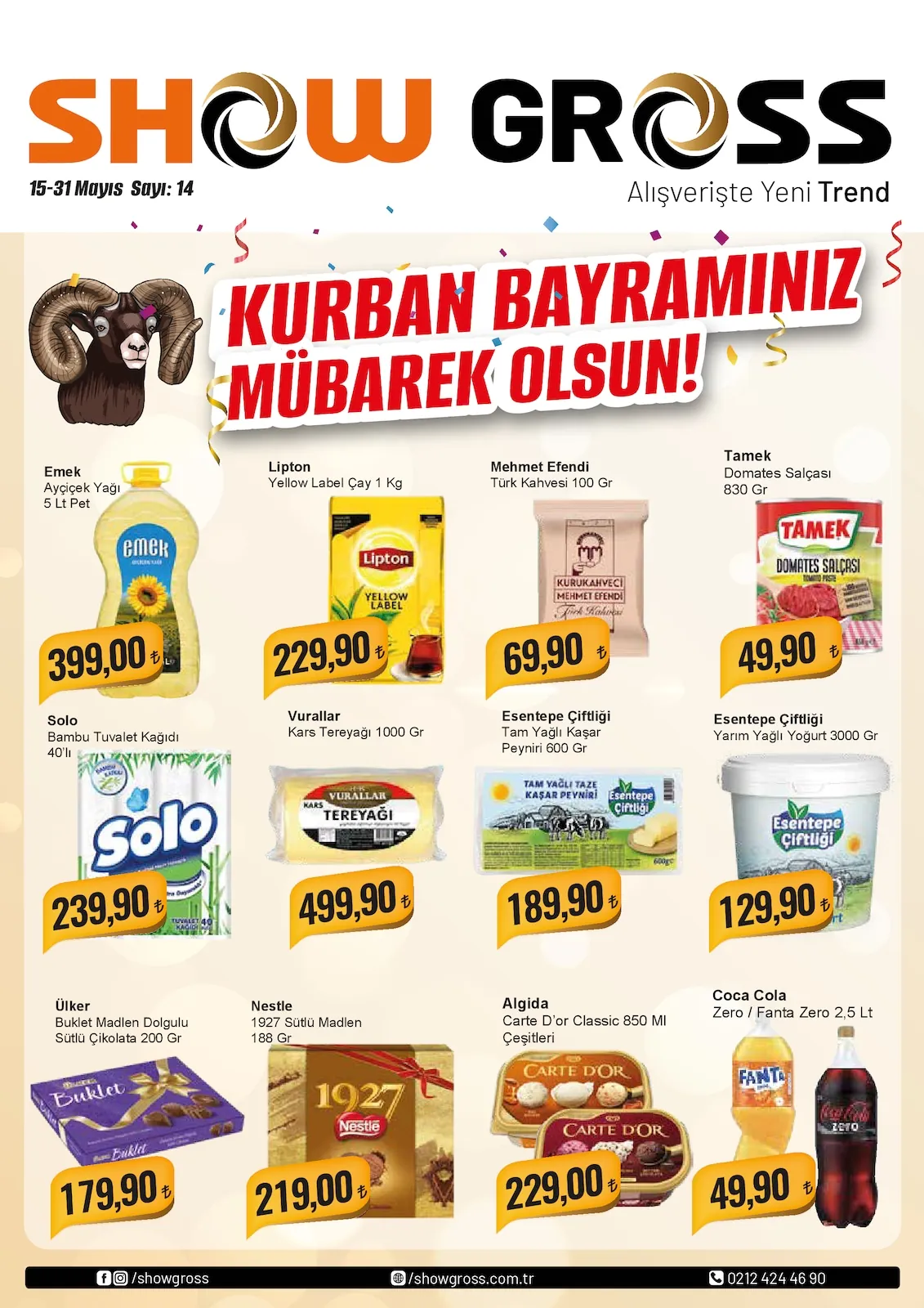 Show Show Gross 15 Mayıs 2026 Aktüel Kataloğu sayfa 1: Solo Bambu Tuvalet Kağıdı 40'Lı, Emek Ayçiçek Yağı 5 Lt Pet