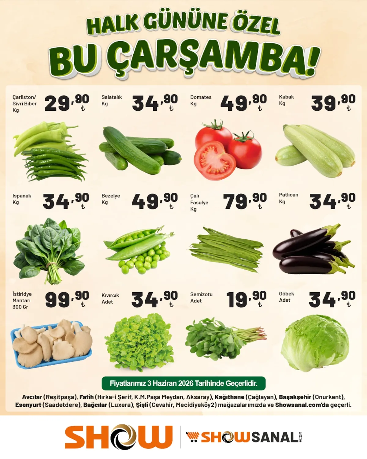 Show Show Market 3 Haziran 2026 Aktüel Kataloğu sayfa 2: Göbek Adet, Patlıcan Kg