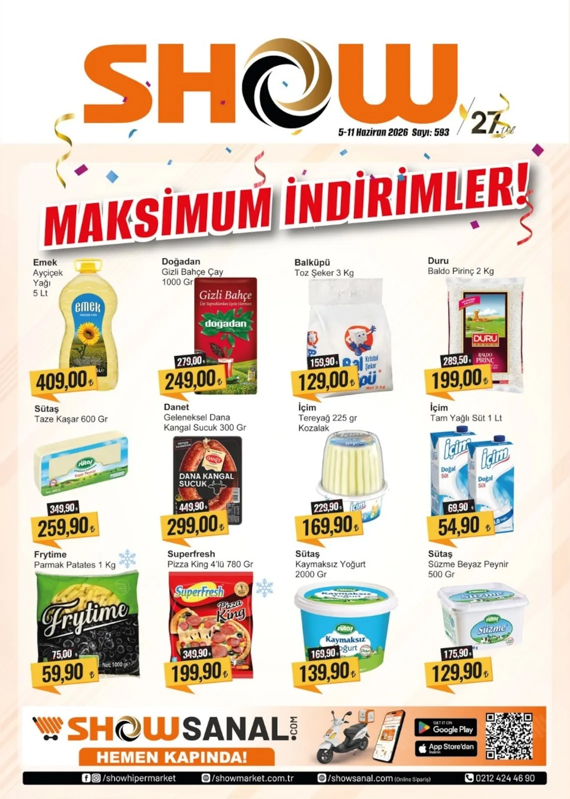 Show Show Gross 5 Haziran 2026 Aktüel Kataloğu sayfa 1: Emek Ayçiçek Yaği 5 Lt, Frytime Parmak Patates 1 Kg