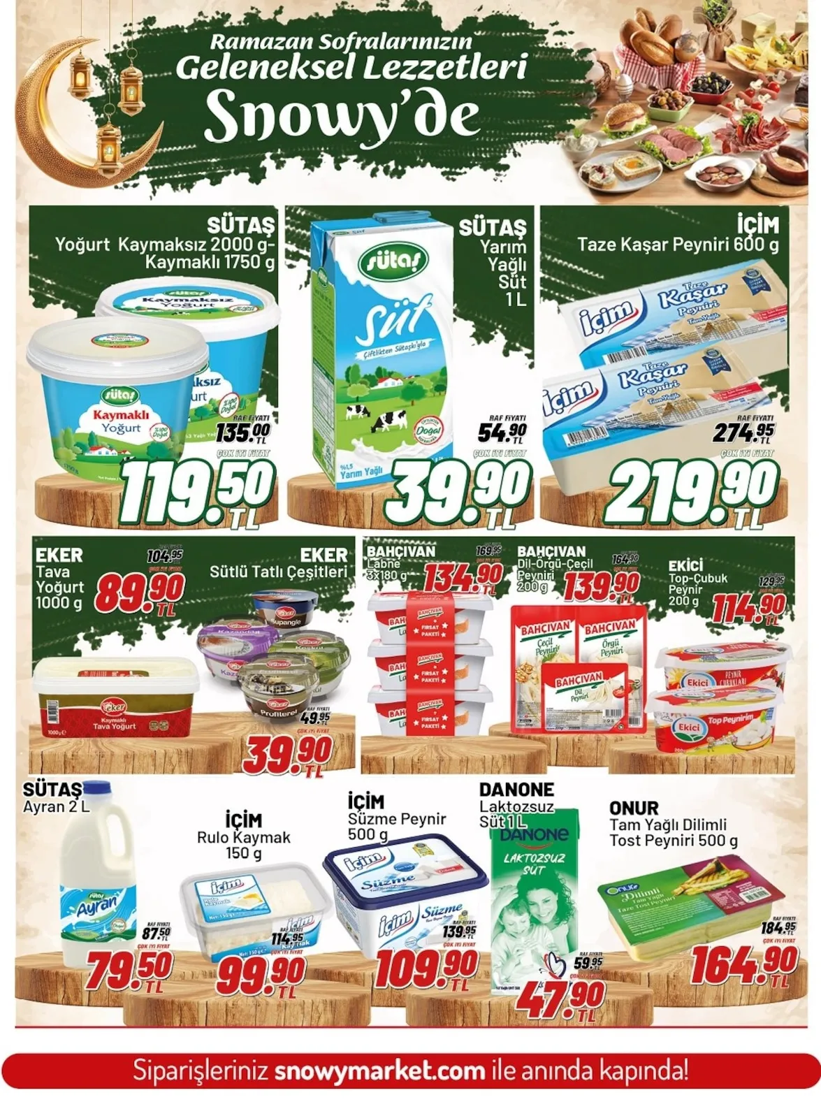 Snowy Snowy Market 11 Şubat 2026 Aktüel Kataloğu sayfa 4: Onur Tam Yağlı Dilimli Tost Peyniri 500 G, Ekici Top-Çubuk Peynir 200 G