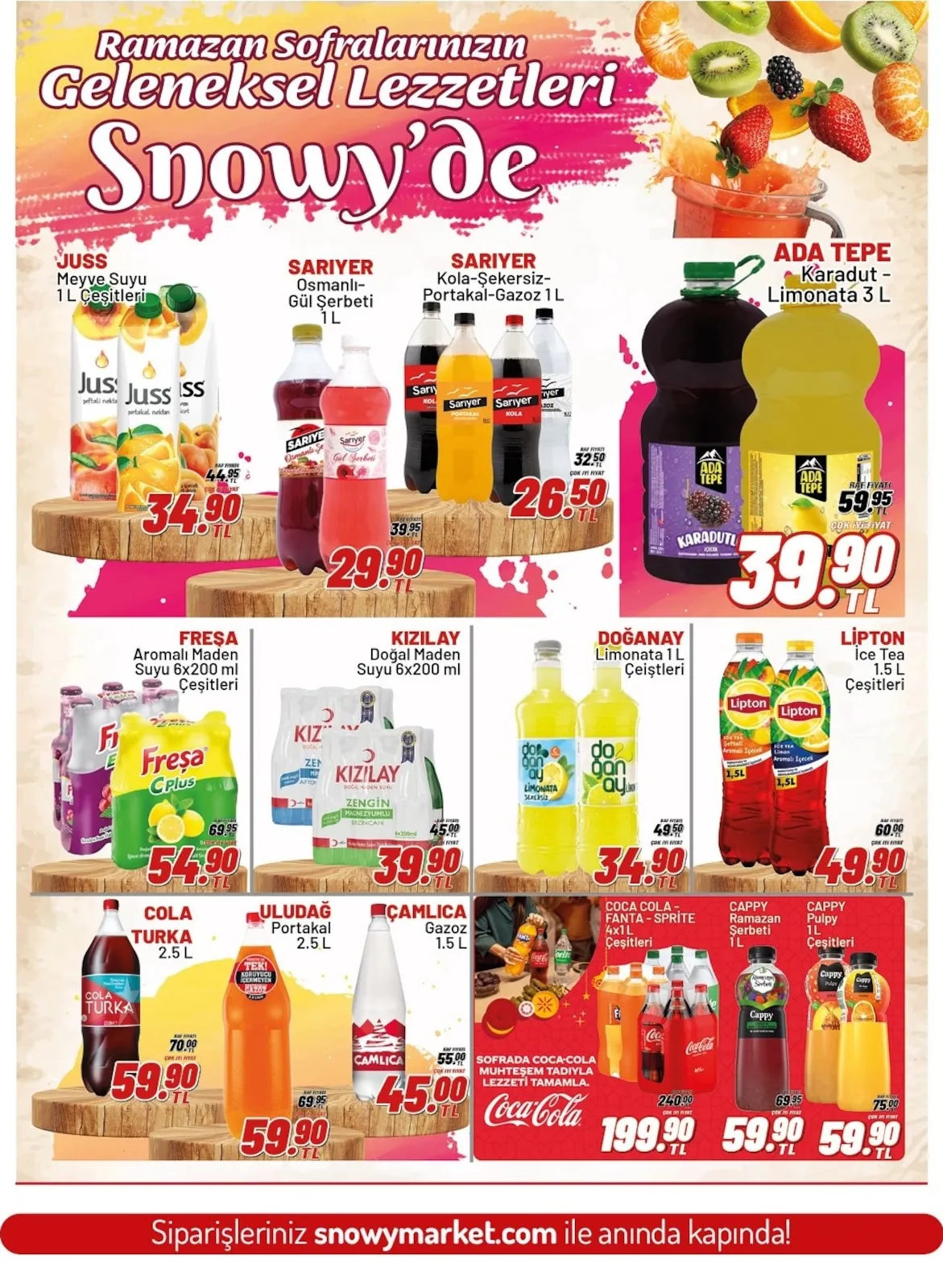 Snowy Snowy Market 11 Şubat 2026 Aktüel Kataloğu sayfa 8: Doğanay Limonata 1 L Çeşitleri, Kızılay Doğal Maden Suyu 6X200 Ml