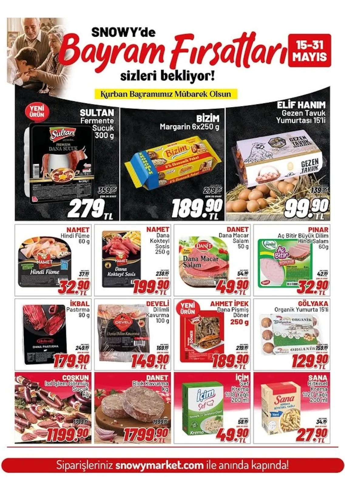 Snowy Snowy Market 15 Mayıs 2026 Aktüel Kataloğu sayfa 4: Ahmet Ipek Dana Pişmiş Döner 250G, Namet Hindi Füme 60G