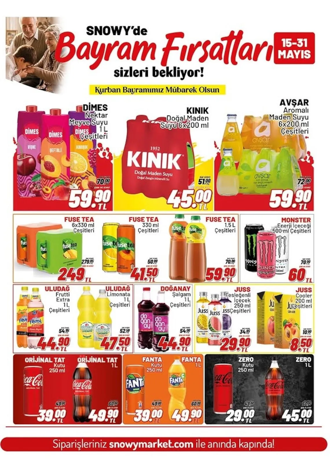 Snowy Snowy Market 15 Mayıs 2026 Aktüel Kataloğu sayfa 7: Doğanay Şalgam 1L Çeşitleri, Monster Enerji İçeceği 500Ml Çeşitleri