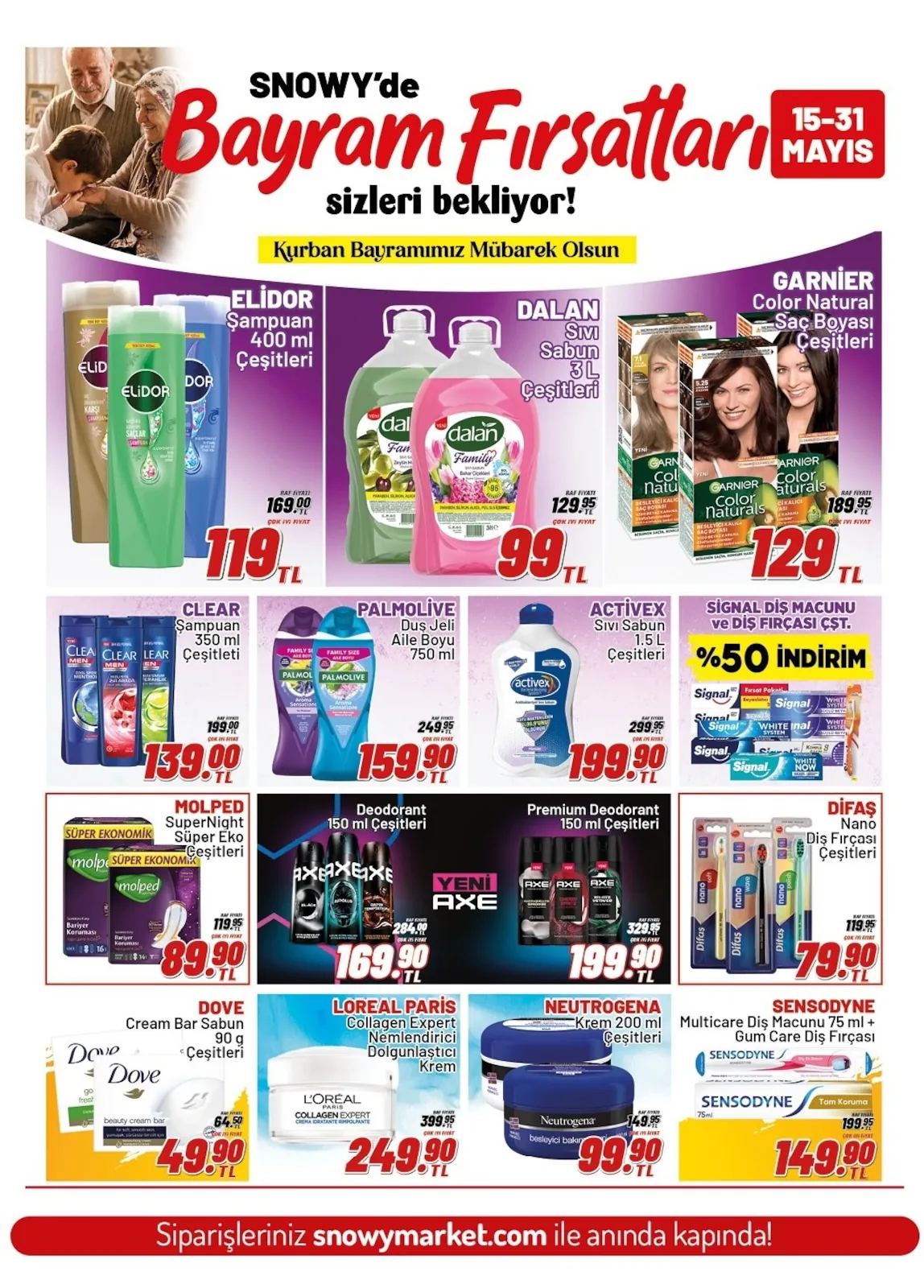 Snowy Snowy Market 15 Mayıs 2026 Aktüel Kataloğu sayfa 9: Molped Supernight Süper Eko Çeşitleri, Clear Şampuan 350 Ml Çeşitleri