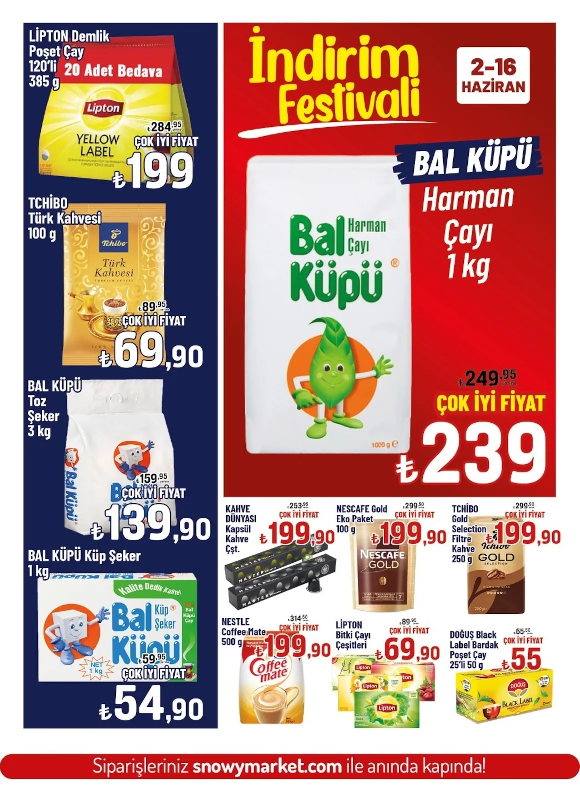Snowy Snowy Market 2 Haziran 2026 Aktüel Kataloğu sayfa 5: Lipton Bitki Çayı Çeşitleri, Kahve Dünyası Kapsül Kahve Çst.