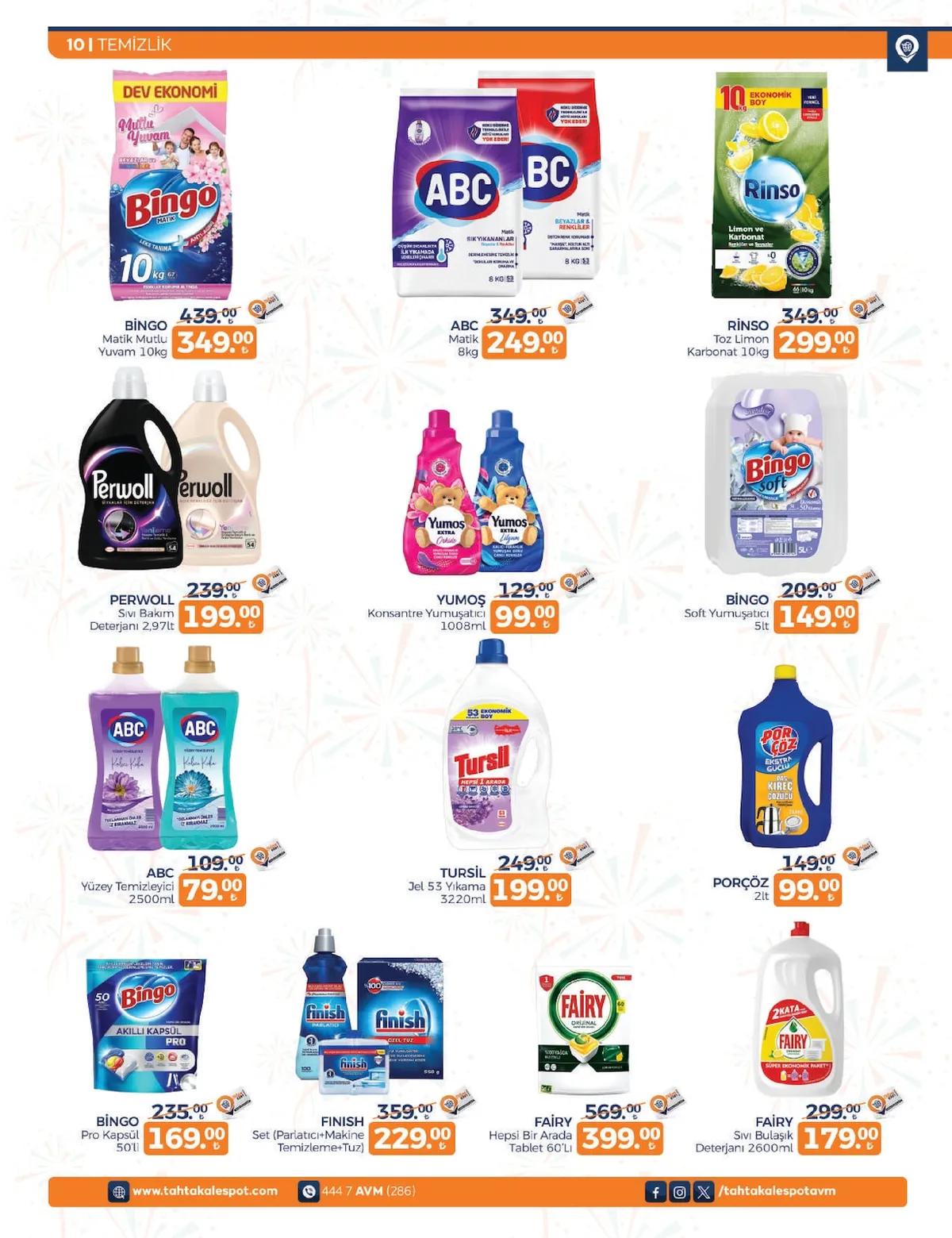 Tahtakale Tahtakale Spot 13 Şubat 2026 Aktüel Kataloğu sayfa 14: Finish Set (Parlatıcı+Makine Temizleme+Tuz), Abc Matik 8Kg