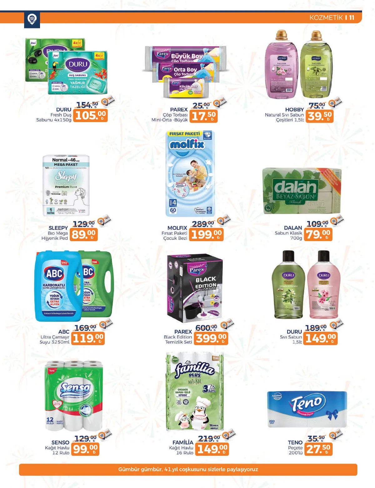 Tahtakale Tahtakale Spot 13 Şubat 2026 Aktüel Kataloğu sayfa 15: Duru Fresh Duş Sabunu 4X150G, Abc Ultra Çamaşır Suyu 3250Ml