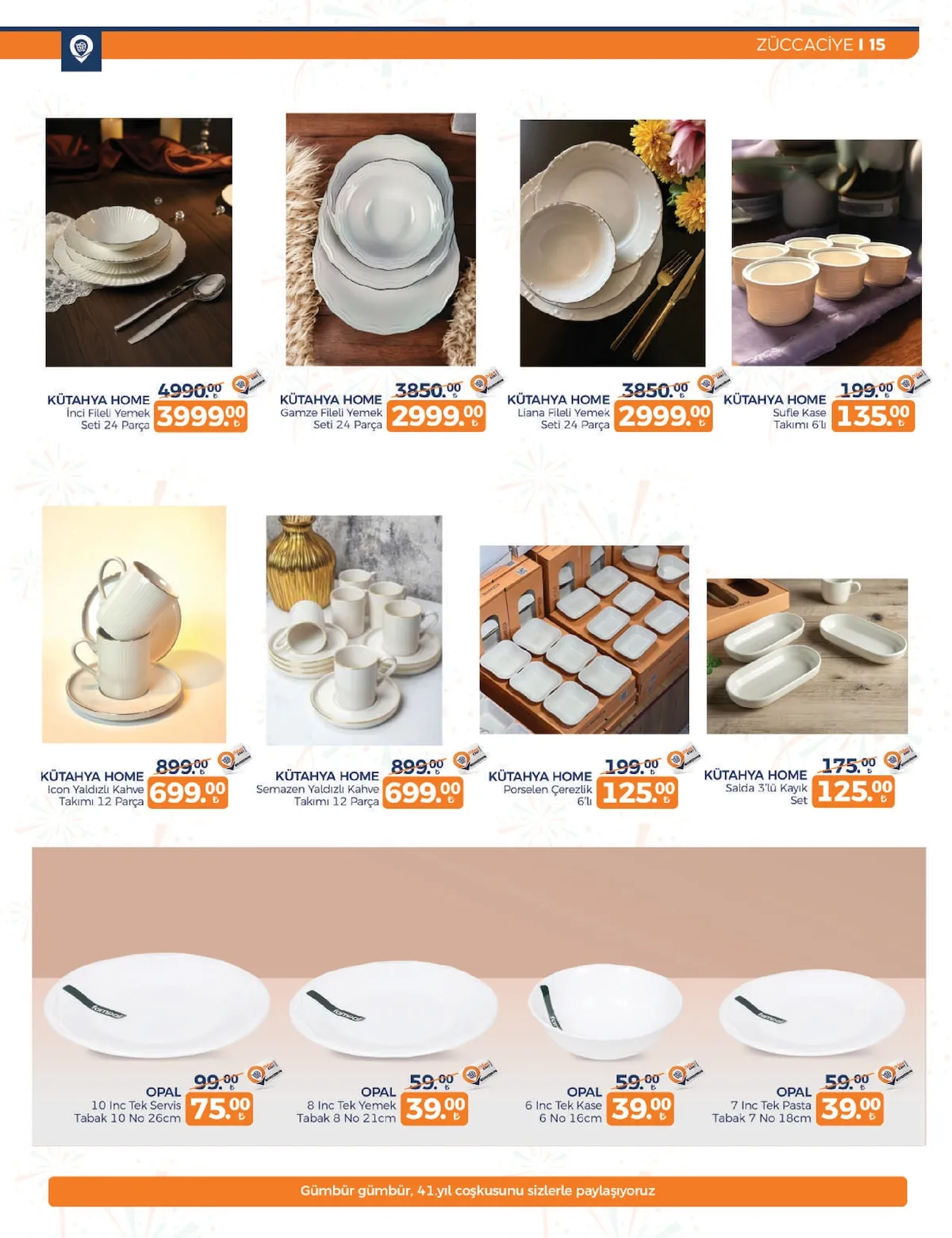 Tahtakale Tahtakale Spot 13 Şubat 2026 Aktüel Kataloğu sayfa 19: Opal 8 Inc Tek Yemek Tabak 8 No 21Cm, Kütahya Home Semazen Yıldızlı Kahve Takımı 12 Parça