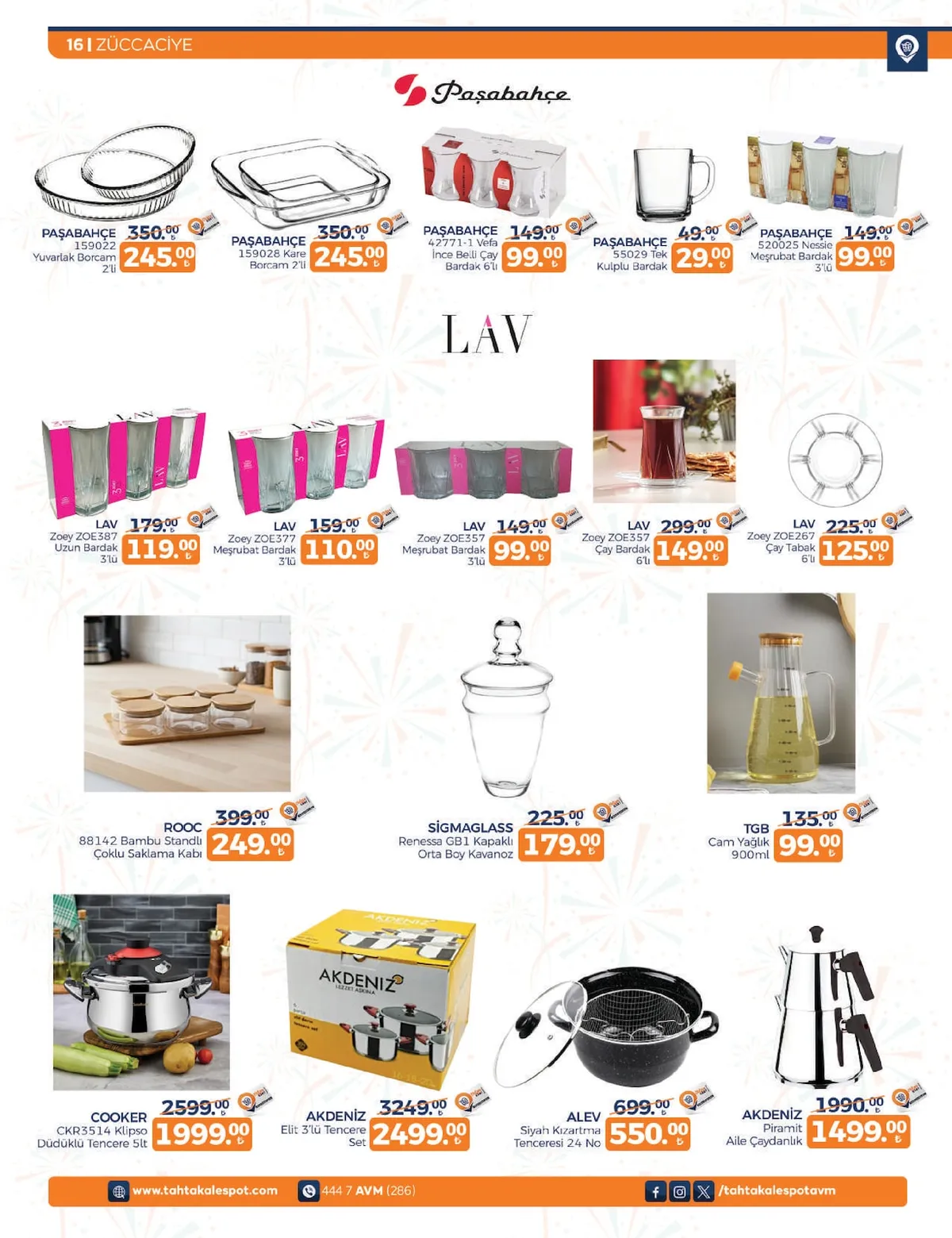 Tahtakale Tahtakale Spot 13 Şubat 2026 Aktüel Kataloğu sayfa 20: Lav Zoey Zoe377 Meşrubat Bardağı 3'Lü, Akdeni̇Z Elit 3'Lü Tencere Set