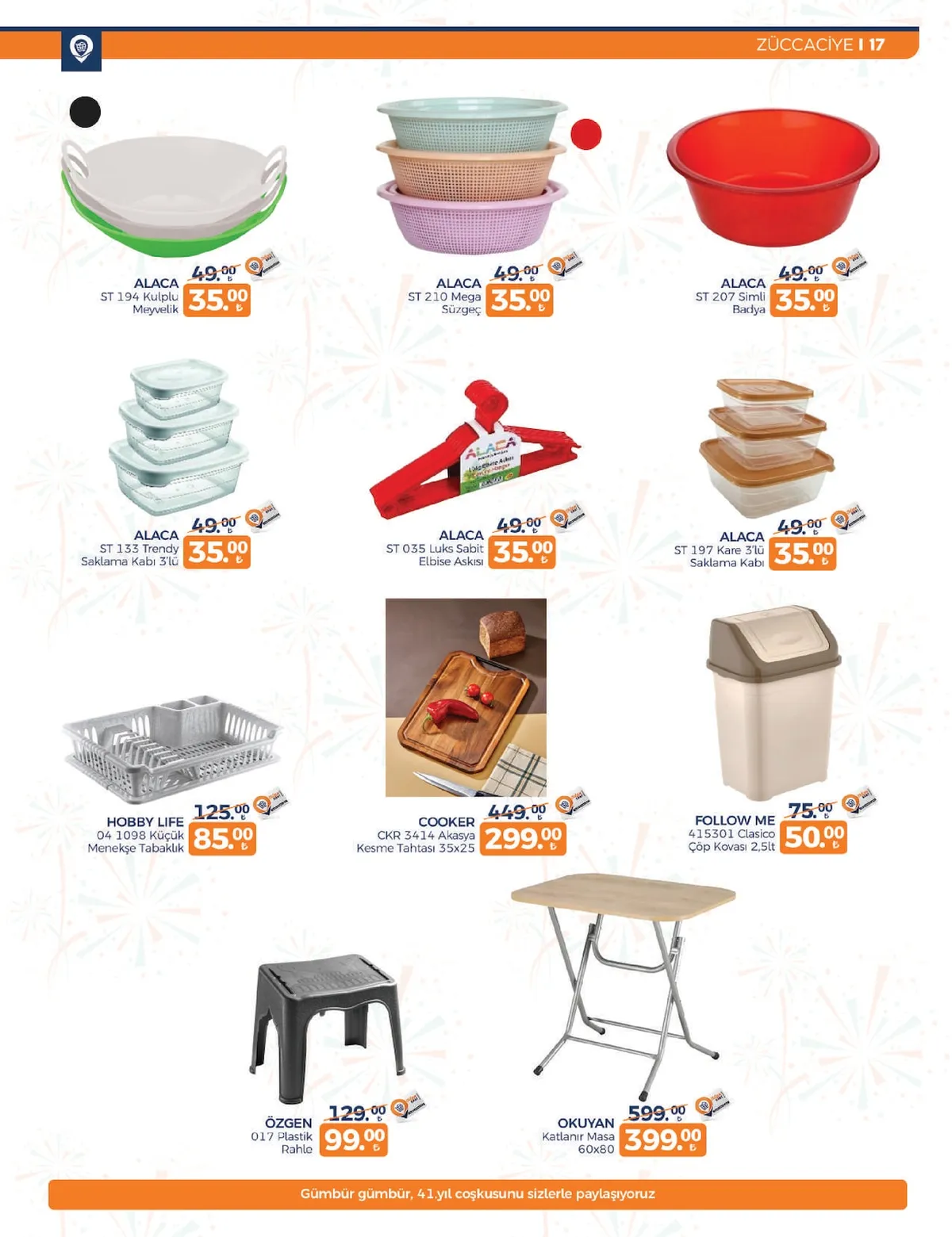 Tahtakale Tahtakale Spot 13 Şubat 2026 Aktüel Kataloğu sayfa 21: Okuyan Katlanır Masa 60X80, Alaca St 207 Simli Badya