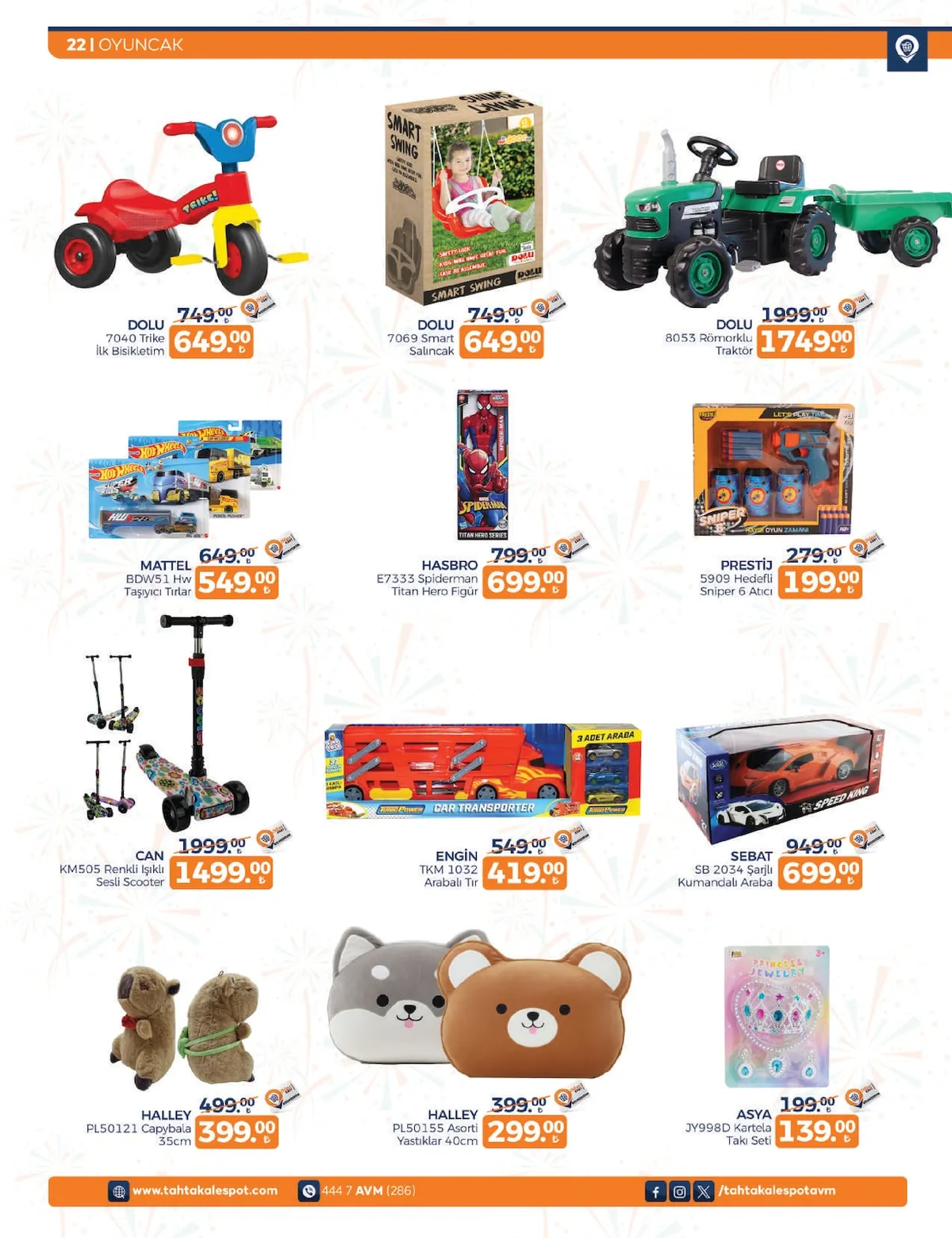 Tahtakale Tahtakale Spot 13 Şubat 2026 Aktüel Kataloğu sayfa 28: Presti̇J 5909 Hedefli Sniper 6 Atıcı, Sebat Sb 2034 Şarjlı Kumandalı Araba