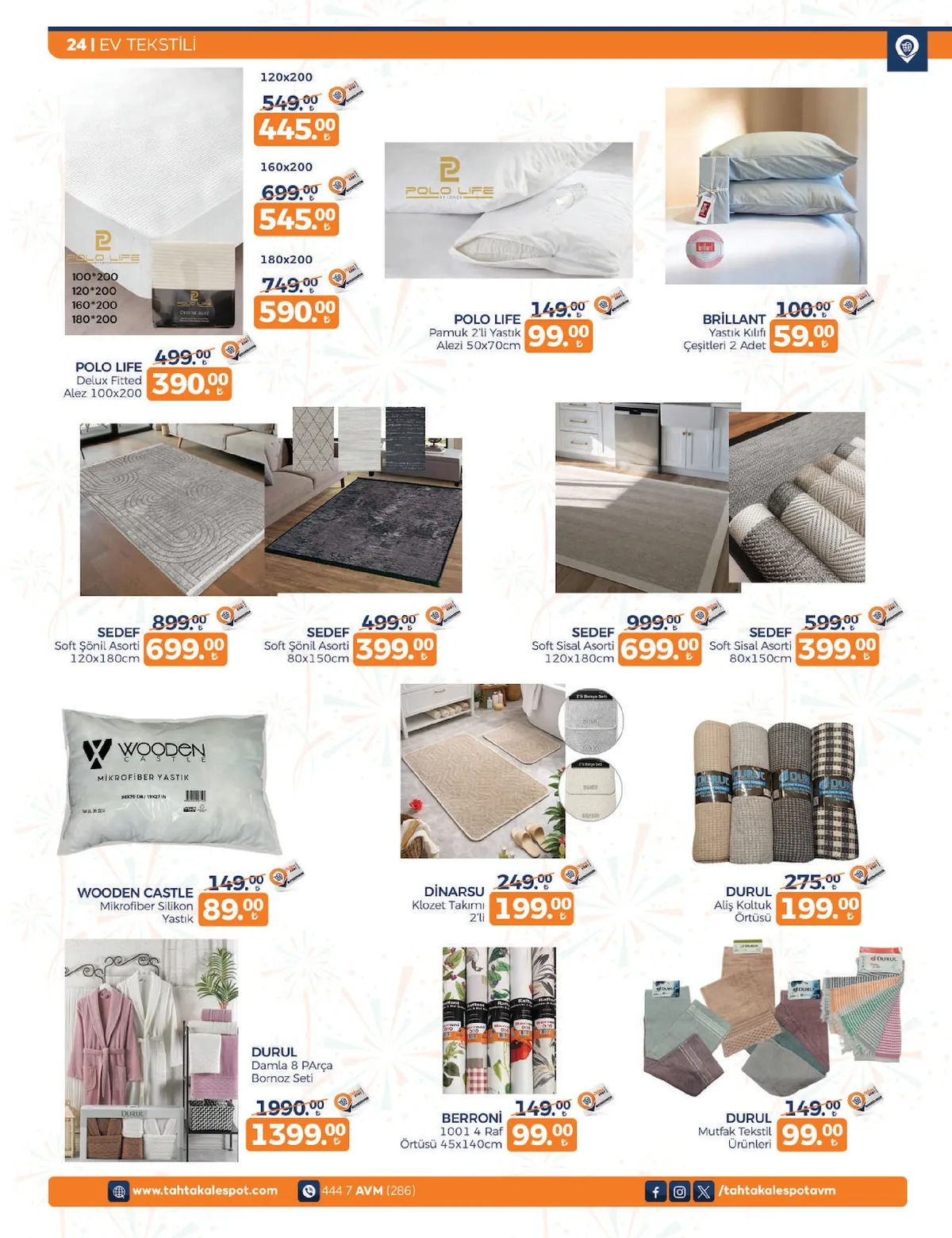 Tahtakale Tahtakale Spot 13 Şubat 2026 Aktüel Kataloğu sayfa 31: Di̇Narsu Klozet Takımı 2'Li, Sedef Soft Şönil Asorti 80X150Cm