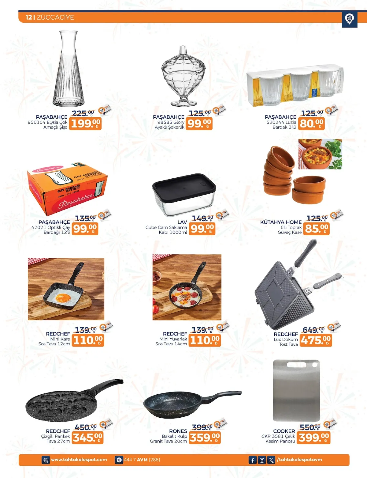 Tahtakale Tahtakale Spot 9 Mart 2026 Aktüel Kataloğu sayfa 12: Redchef Çizgili Pankek Tava 27Cm, Cooker Ckr 3581 Çelik Kesim Panosu