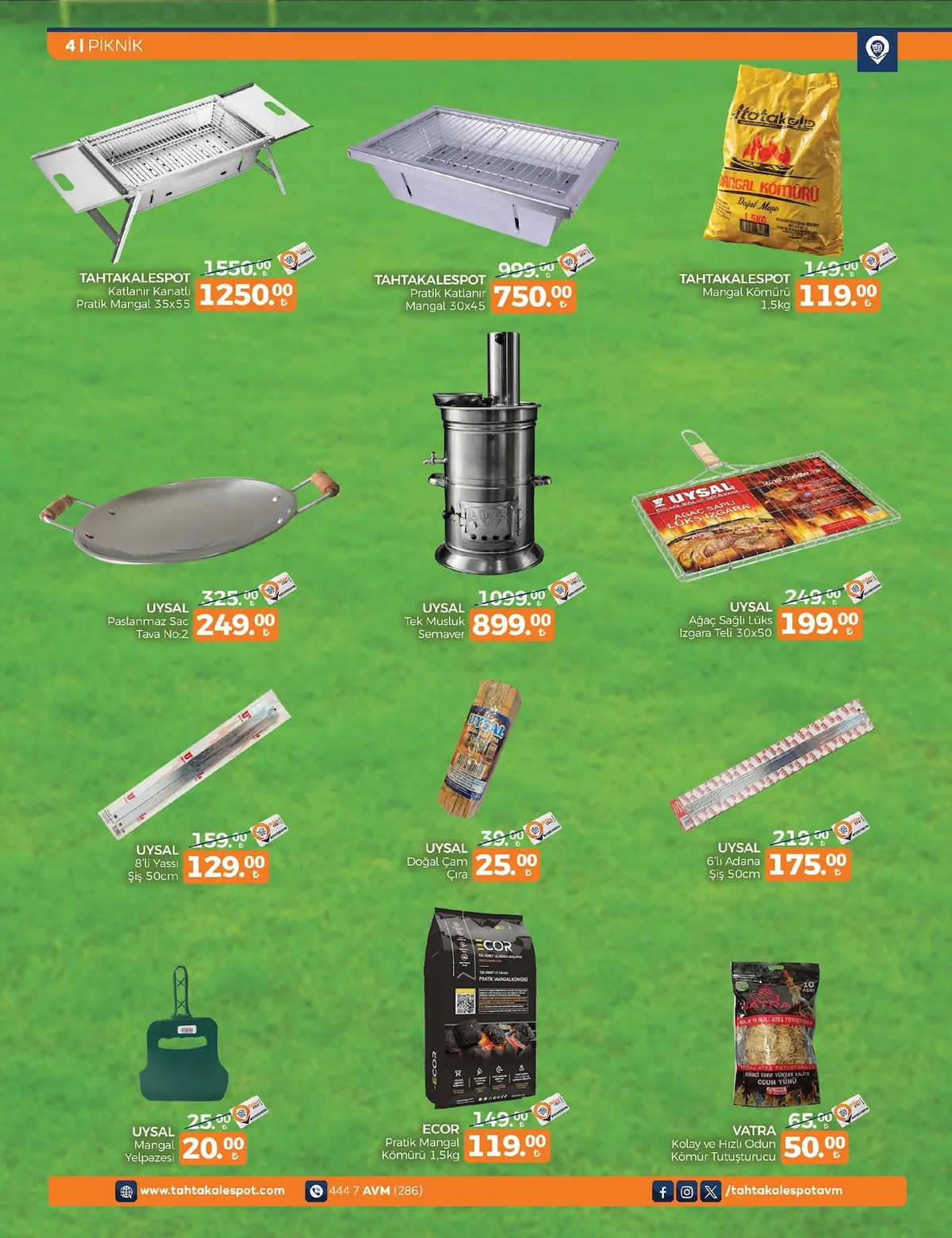 Tahtakale Tahtakale Spot 21 Nisan 2026 Aktüel Kataloğu sayfa 4: Uysal Ağaç Saplı Lüks Izgara Teli 30X50, Uysal Paslanmaz Sac Tava No:2