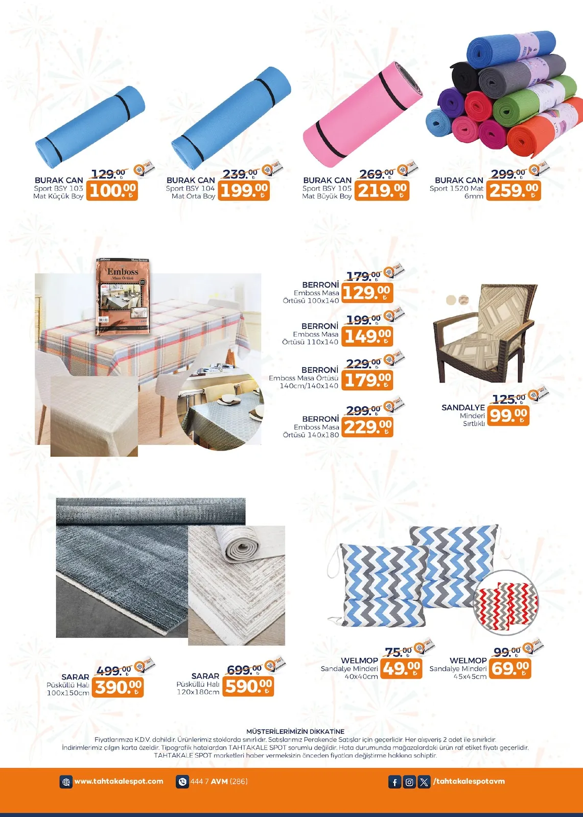 Tahtakale Tahtakale Spot 21 Nisan 2026 Aktüel Kataloğu sayfa 8: Sandalye Minderi Sırtlıklı, Burak Can Sport Bsy 104 Mat Orta Boy