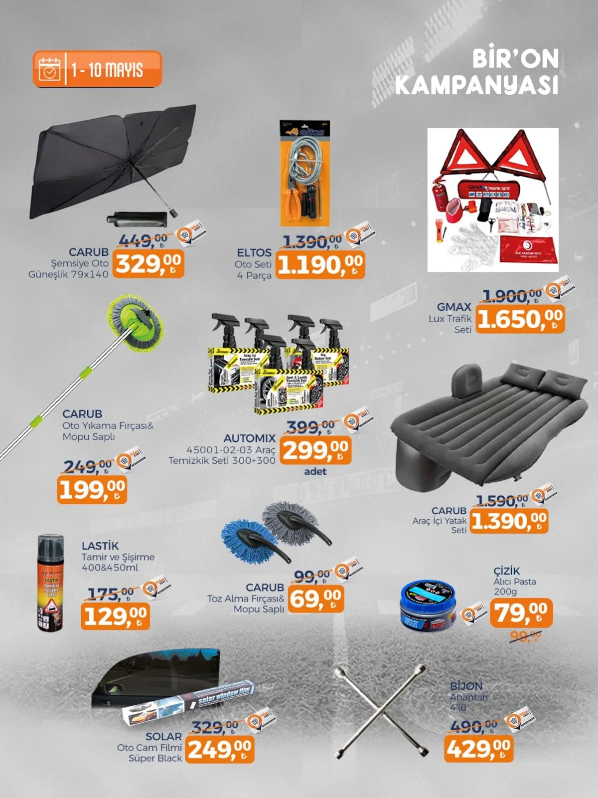 Tahtakale Tahtakale Spot 1 Mayıs 2026 Aktüel Kataloğu sayfa 7: Lastik Tamir Ve Şişirme Spreyi 400&450Ml, Eltos Oto Seti 4 Parça