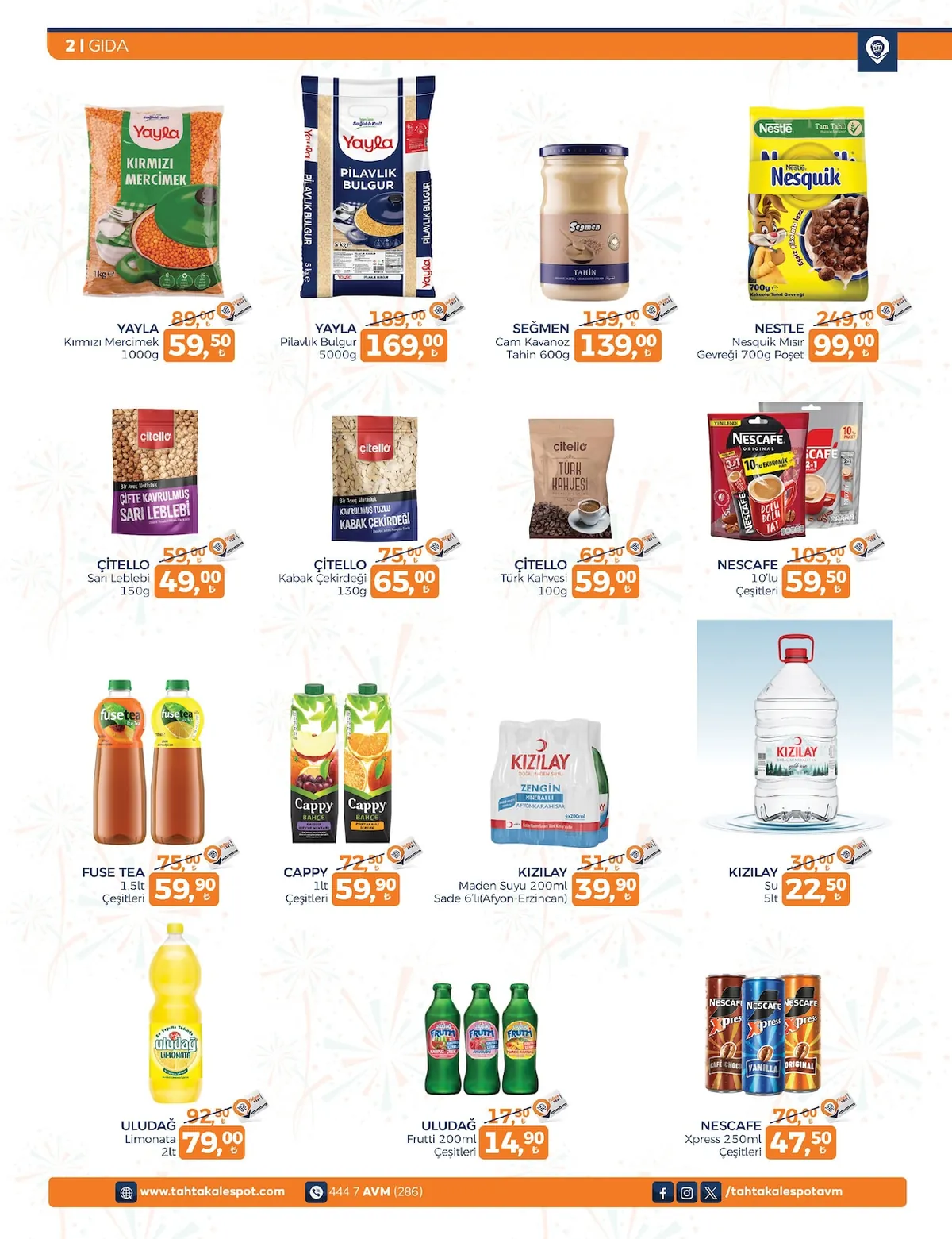 Tahtakale Tahtakale Spot 11 Mayıs 2026 Aktüel Kataloğu sayfa 2: Yay La Pilav L Ik Bulgur 5Kg, Nestle Nesquik M Is Ir Gevregi 700G Poşet