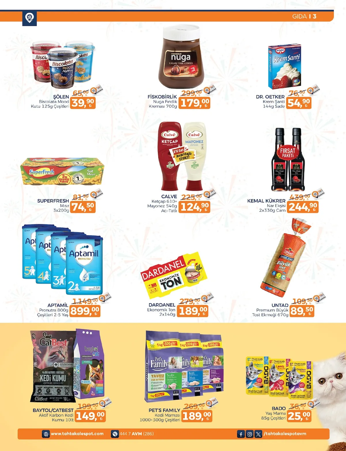 Tahtakale Tahtakale Spot 11 Mayıs 2026 Aktüel Kataloğu sayfa 3: Aptamil Pronutra 800G Çeşitleri 2-5 Yaş, Baytol/Catbest Aktif Karbon Kedi Kumu 10Lt