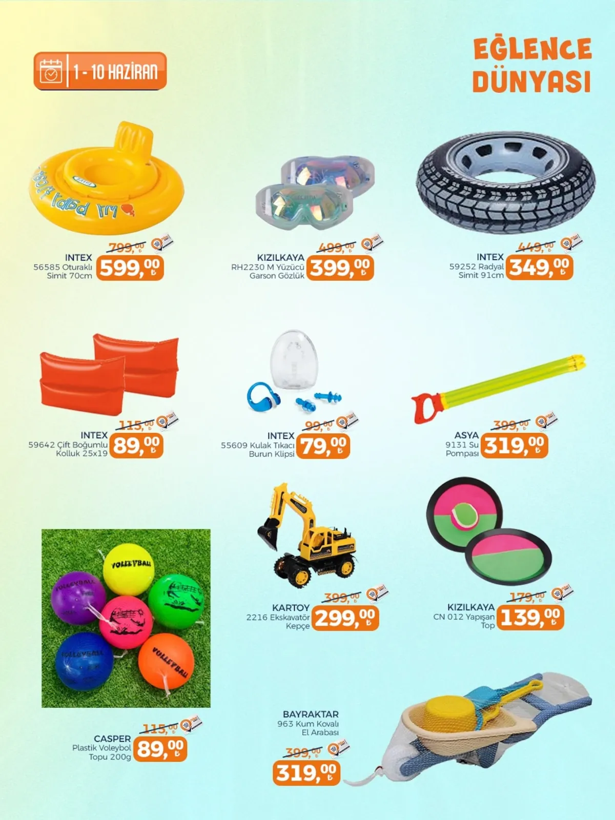Tahtakale Tahtakale Spot 1 Haziran 2026 Aktüel Kataloğu sayfa 6: Kizilkaya Cn 012 Yapışan Top, Intex 59252 Radyal Simit 91Cm