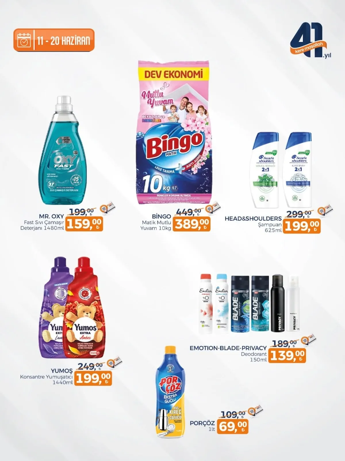 Tahtakale Tahtakale Spot 11 Haziran 2026 Aktüel Kataloğu sayfa 4: Head&Shoulders Şampuan 625Ml, Mr. Oxy Fast Sıvı Çamaşır Deterjanı 1480Ml