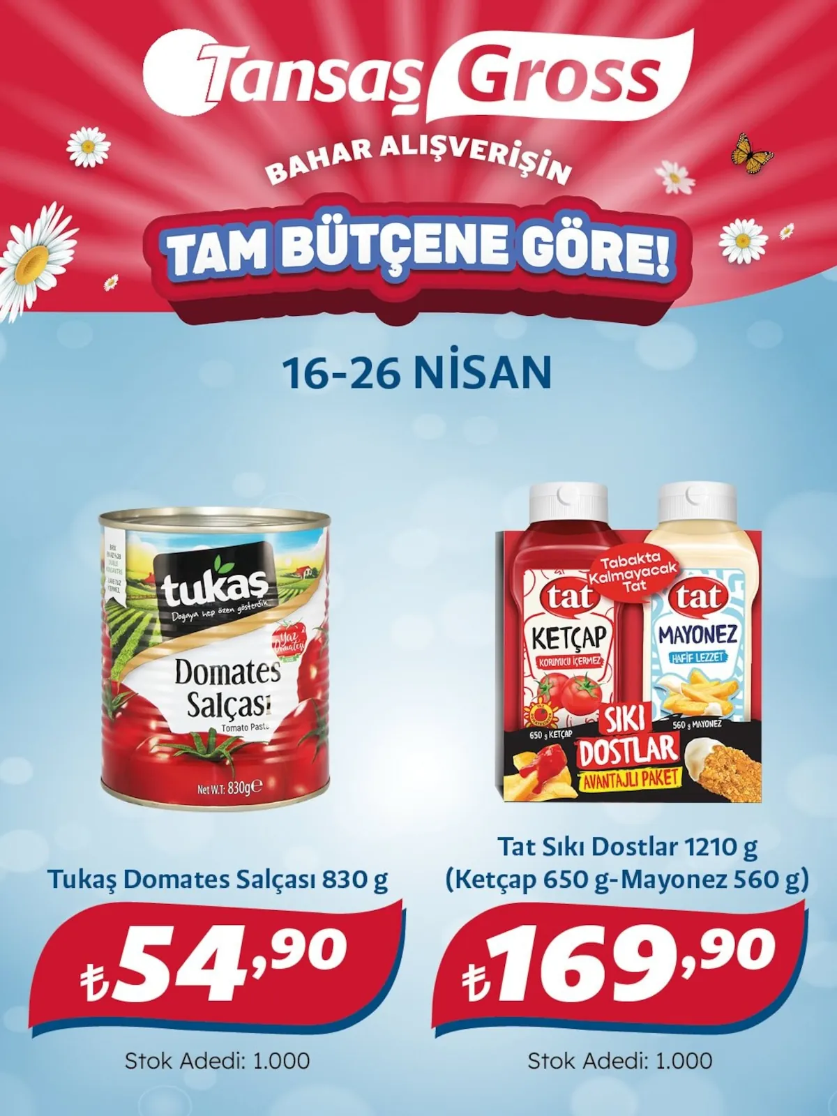 Tansaş Tansaş Gross 16 Nisan 2026 Aktüel Kataloğu sayfa 2: Tukaş Domates Salçası 830 G, Tat Sıkı Dostlar 1210 G (Ketçap 650 G-Mayonez 560 G)