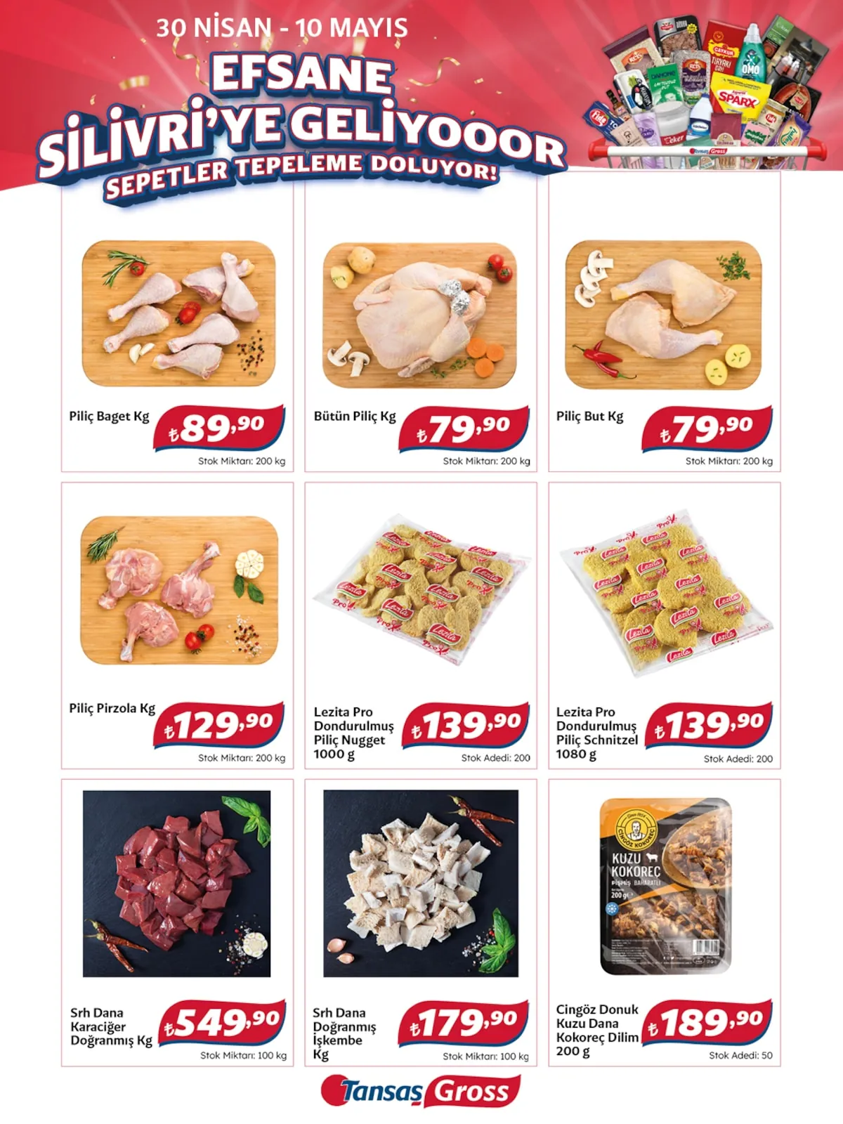Tansaş Tansaş Gross 30 Nisan 2026 Aktüel Kataloğu sayfa 2: Lezita Pro Dondurulmus Piliç Nugget 1000 G, Lezita Pro Dondurulmus Piliç Schnitzel 1080 G
