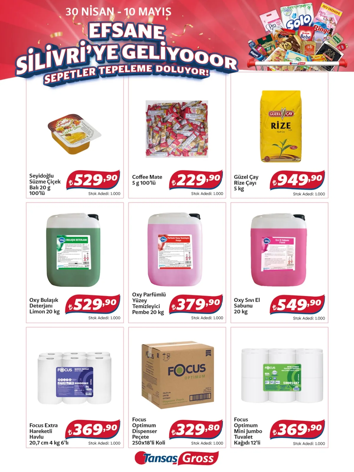 Tansaş Tansaş Gross 30 Nisan 2026 Aktüel Kataloğu sayfa 7: Oxy Parfümlü Yüzey Temizleyici Pembe 20 Kg, Oxy Bulaşık Deterjanı Limon 20 Kg