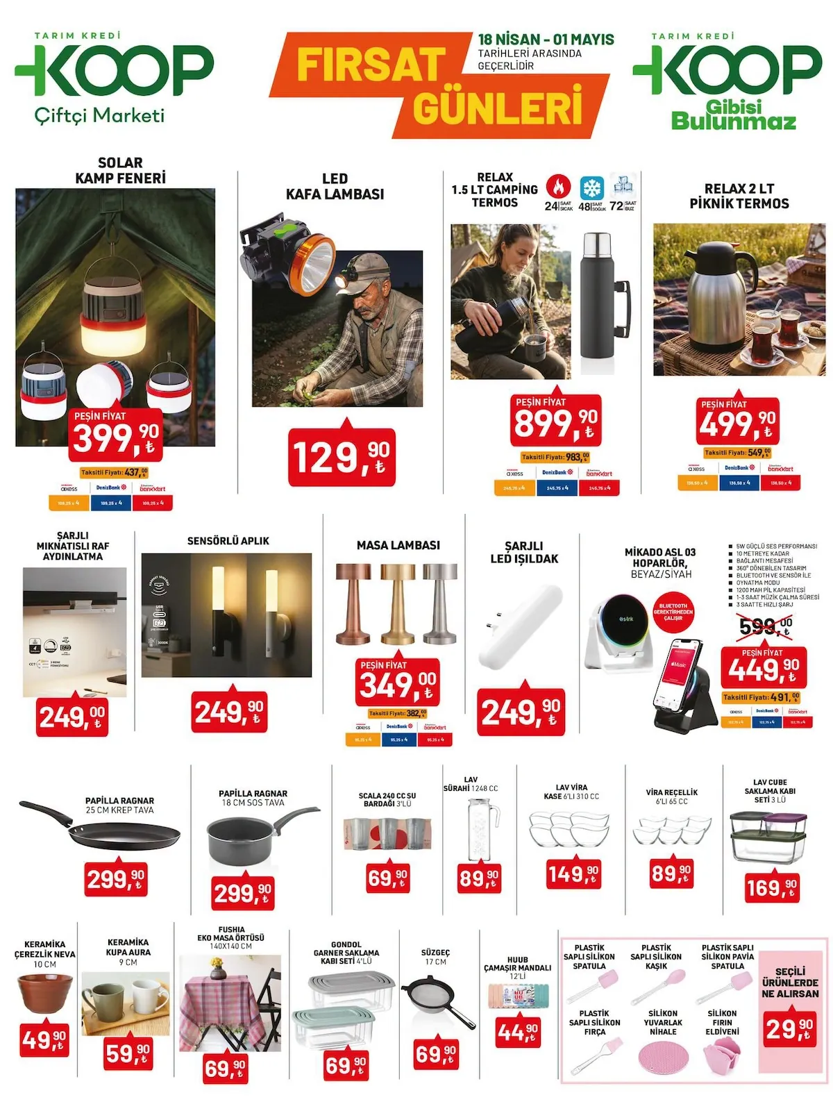 Tarım Tarım Kredi Kooperatifi 18 Nisan 2026 Aktüel Kataloğu sayfa 2: Şarjlı Mıknatıslı Raf Aydınlatma, Sensörlü Aplik