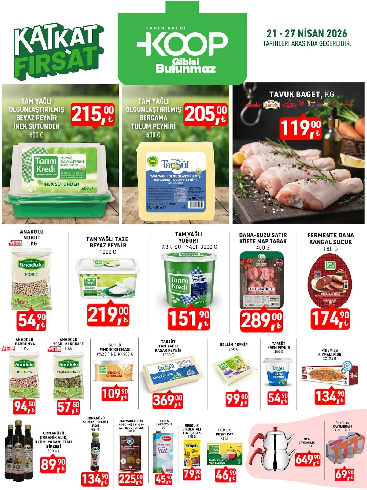 Tarım Tarım Kredi Kooperatifi 21 Nisan 2026 Aktüel Kataloğu sayfa 2: Tanım Kredı Hellim Peynir 250 G, Tarım Kredı Tam Yaglı Olgunlastırılmıs Bergama Tulum Peynırı 400 G