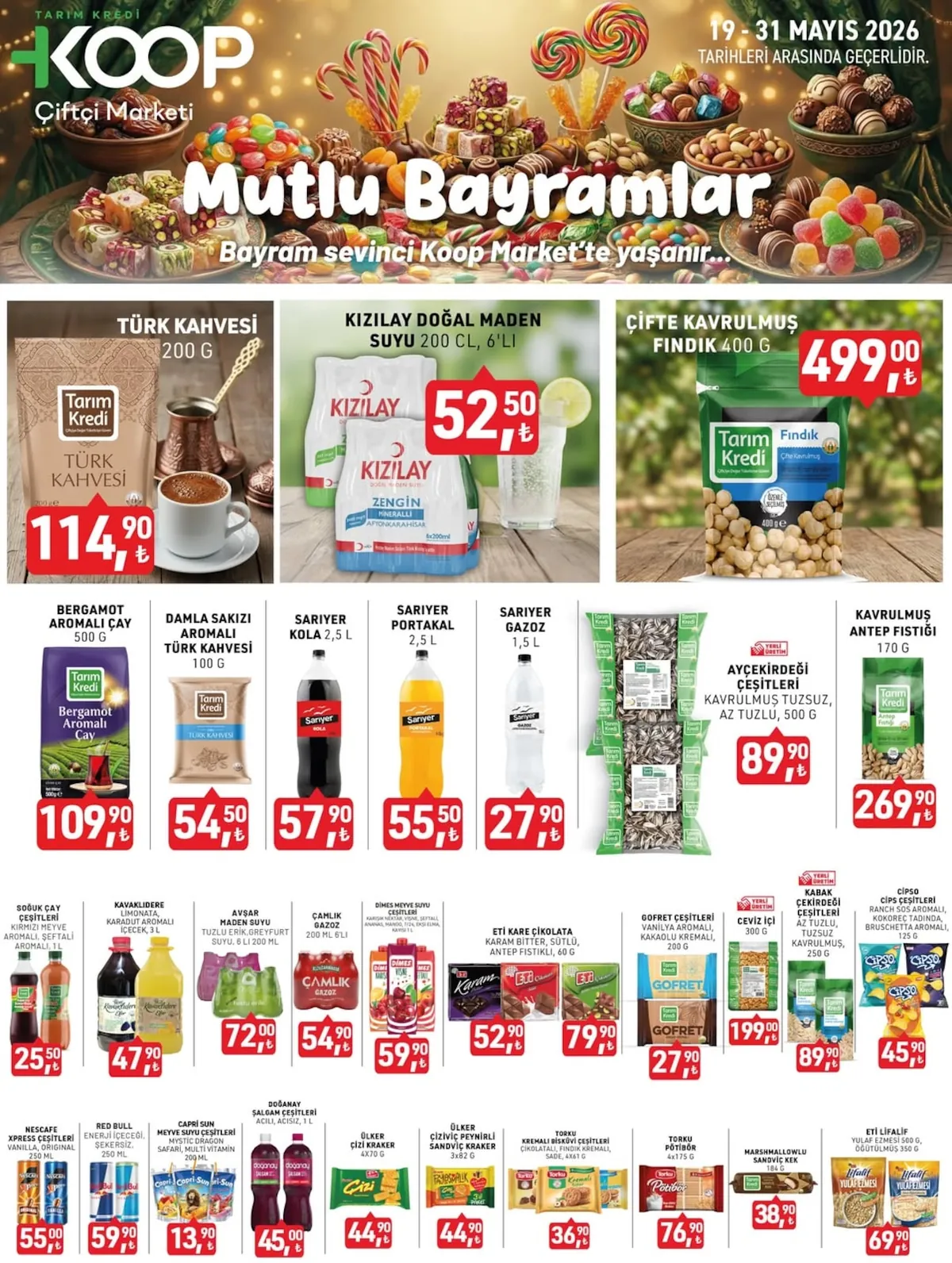 Tarım Kredi Tarım Kredi Kooperatifi 19 Mayıs 2026 Aktüel Kataloğu sayfa 3: Tarım Kredi Türk Kahvesi 200G, Kızılay Doğal Maden Suyu 200Cl, 6'Lı