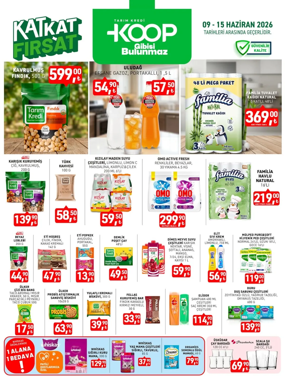 Tarım Kredi Tarım Kredi Kooperatifi 9 Haziran 2026 Aktüel Kataloğu sayfa 2: Kizilay Maden Suyu Cesitleri 200 Ml 6'Li, Omo Active Fresh Renkliler Beyazlar 4.5 Kg