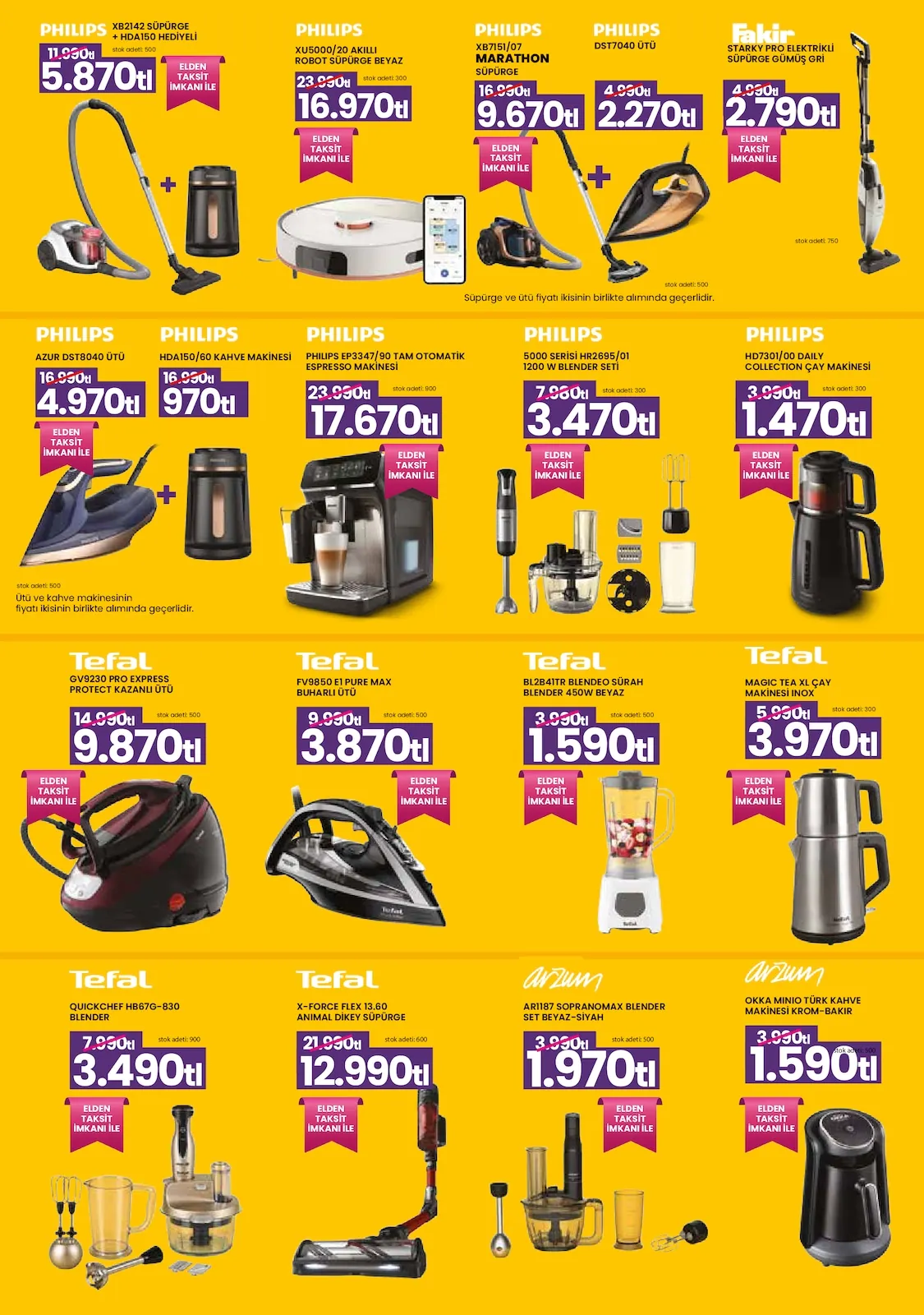 Taşpınar Taşpınar 25 Nisan 2026 Aktüel Kataloğu sayfa 2: Tefal Gv9230 Pro Express Protect Kazanli Ütü, Tefal Fv9850 E1 Pure Max Buharli Ütü