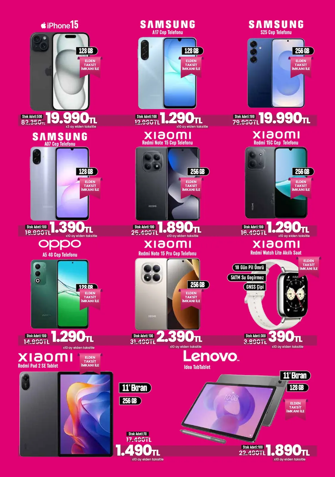 Taşpınar Taşpınar 25 Nisan 2026 Aktüel Kataloğu sayfa 7: Redmi Watch Lite Akıllı Saat, Idea Tab Tablet 11" Ekran 128 Gb