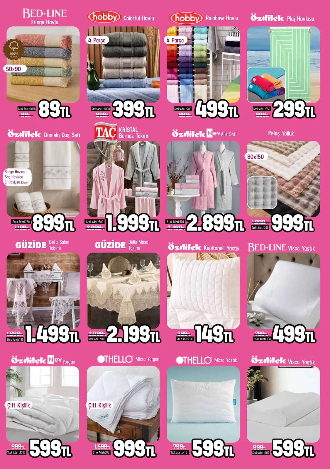 Taşpınar Taşpınar 25 Nisan 2026 Aktüel Kataloğu sayfa 9: Pelus Yolluk 80X150, Hobby Colorful Havlu 4 Parça