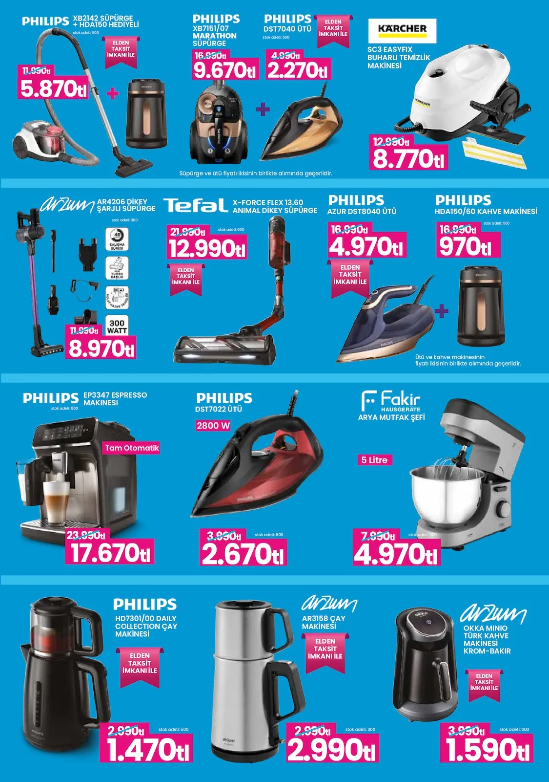 Taşpınar Taşpınar 16 Mayıs 2026 Aktüel Kataloğu sayfa 2: Philips Dst7022 Ütü 2800W, Philips Xb2142 Süpürge + Hda150 Hediye