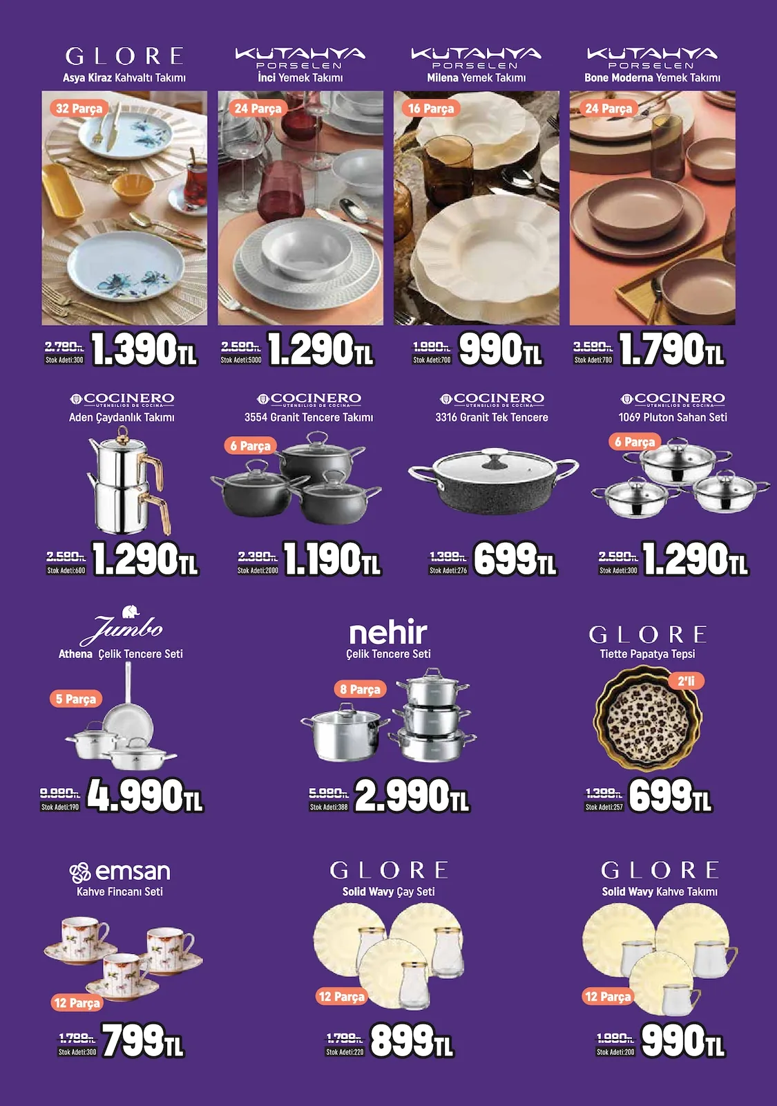 Taşpınar Taşpınar 16 Mayıs 2026 Aktüel Kataloğu sayfa 6: Cocinero Granit Tek Tencere, Glore Solid Wavy Çay Seti 12 Parça