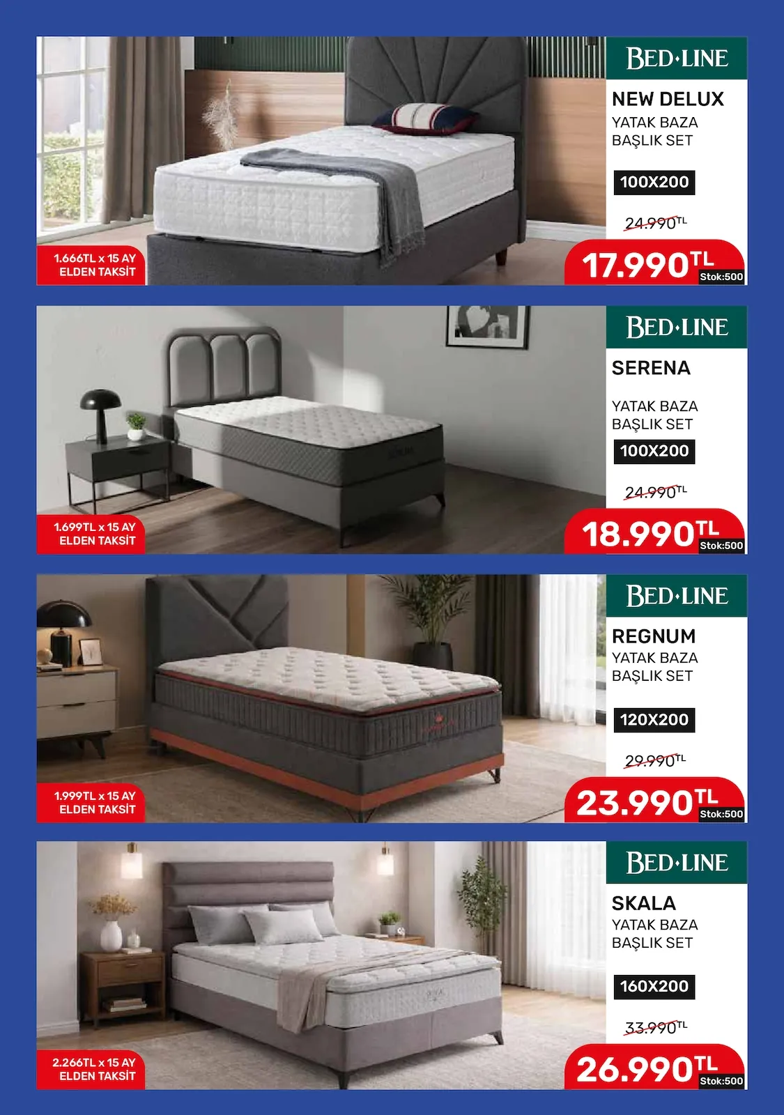 Taşpınar Taşpınar 6 Haziran 2026 Aktüel Kataloğu sayfa 18: Bed-Line New Delux Yatak Baza Başlik Set 100X200, Bed-Line Regnum Yatak Baza Başlik Set 120X200
