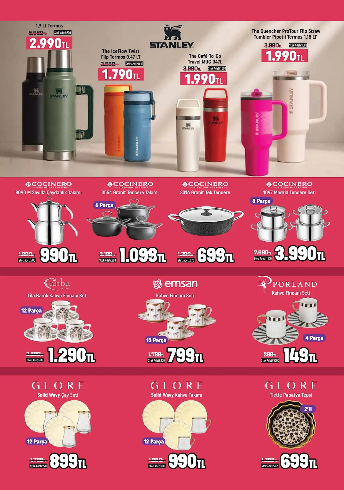 Taşpınar Taşpınar 6 Haziran 2026 Aktüel Kataloğu sayfa 6: Stanley The Quencher Protour Flip Straw Tumbler Pipetli Termos 1,18 Lt, Stanley The Café-To-Go Travel Mug 0,47Lt