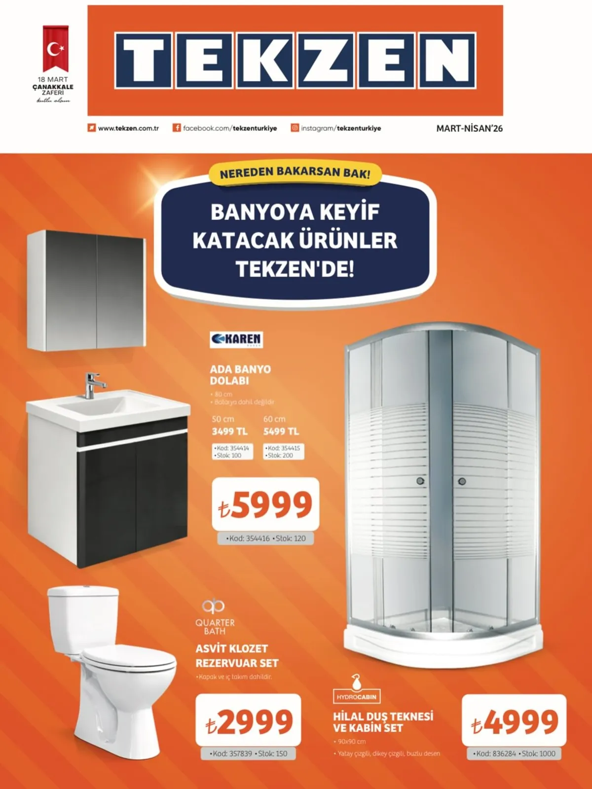 Tekzen Tekzen 16 Mart 2026 Aktüel Kataloğu sayfa 1: Ada Banyo Dolabi