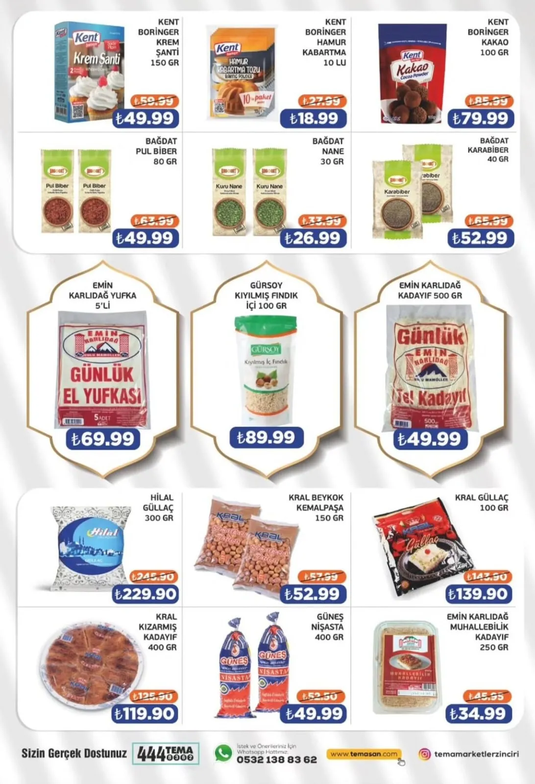 Tema Tema Market 6 Şubat 2026 Aktüel Kataloğu sayfa 12: Kent Boringer Kakao 100 Gr, Bağdat Nane 30 Gr