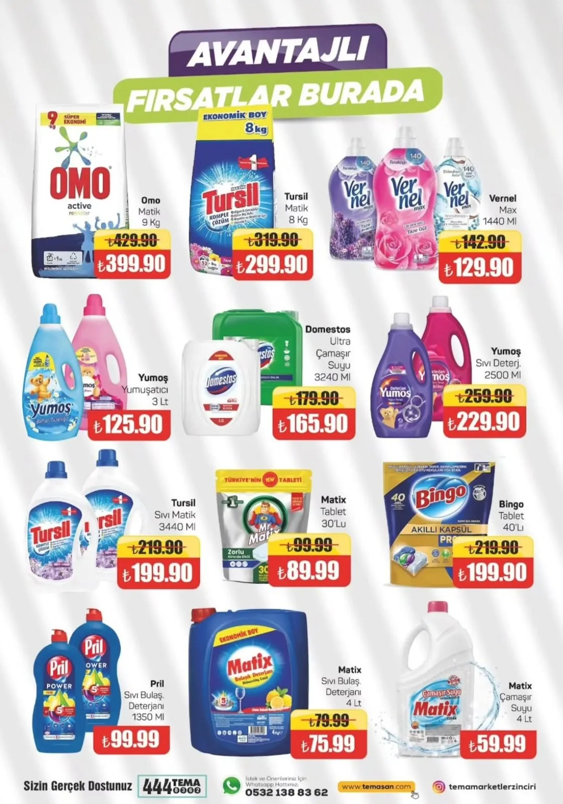 Tema Tema Market 6 Şubat 2026 Aktüel Kataloğu sayfa 14: Yumoş Sıvı Deterjan 2500 Ml, Bingo Tablet 40'Lı