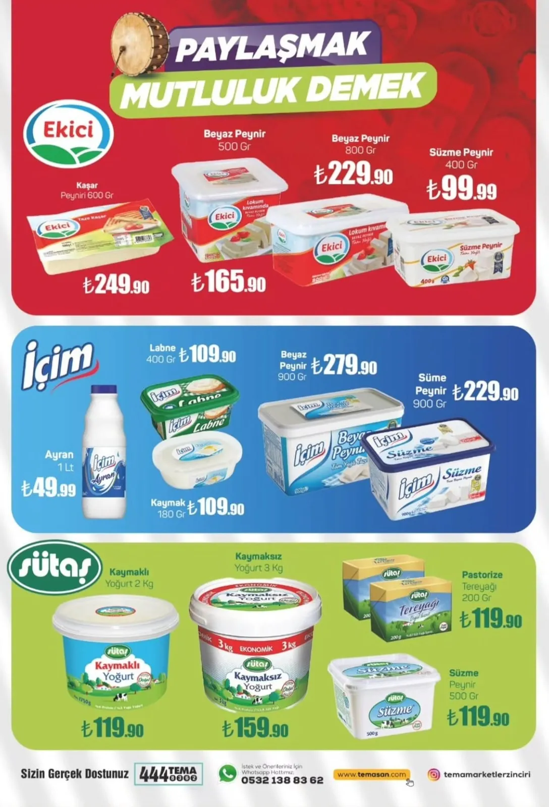 Tema Tema Market 6 Şubat 2026 Aktüel Kataloğu sayfa 6: Sütaş Kaymaksız Yoğurt 3 Kg, İçim Ayran 1 Lt