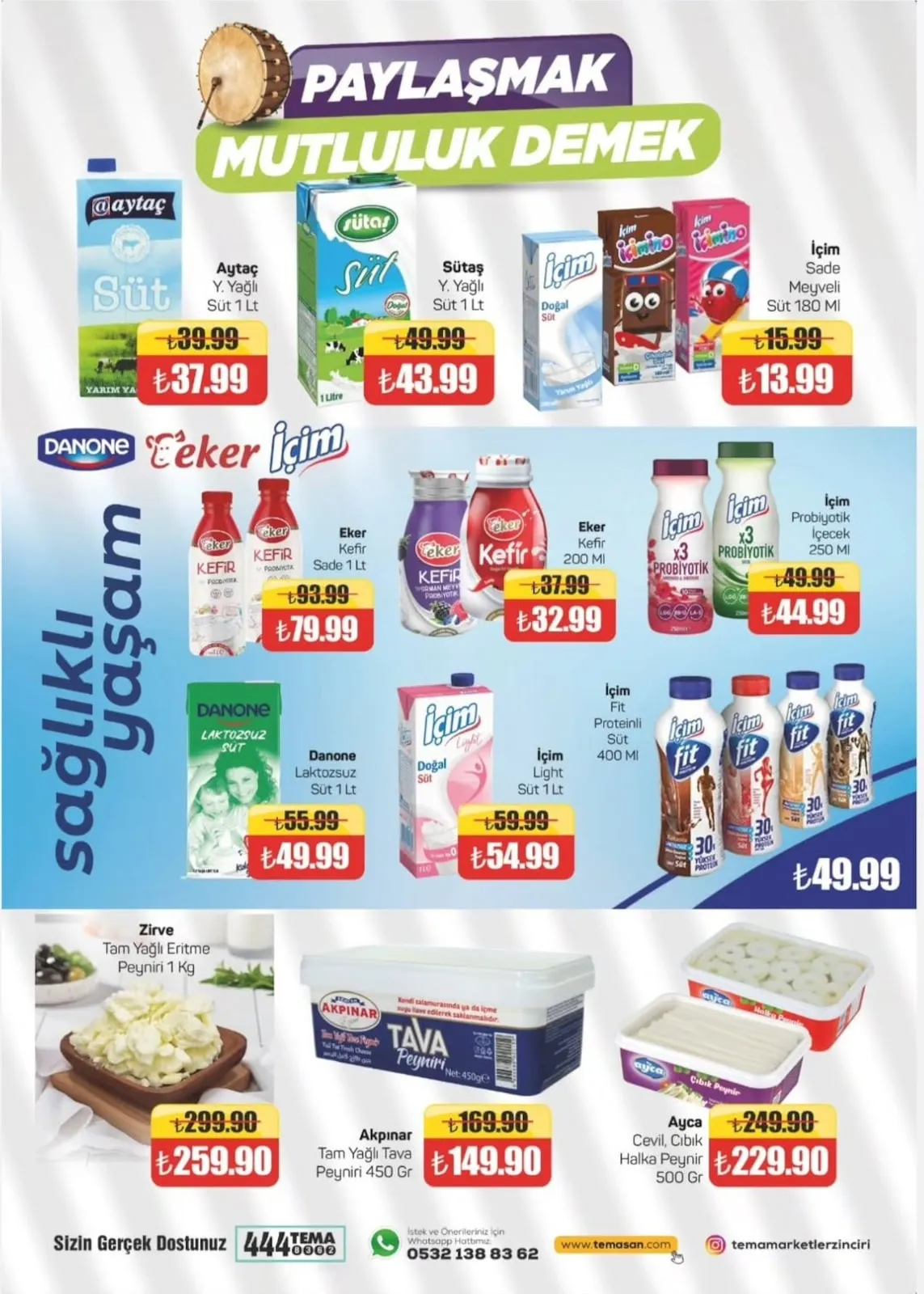 Tema Tema Market 6 Şubat 2026 Aktüel Kataloğu sayfa 7: İçim Light Süt 1 Lt, Eker Kefir 200 Ml