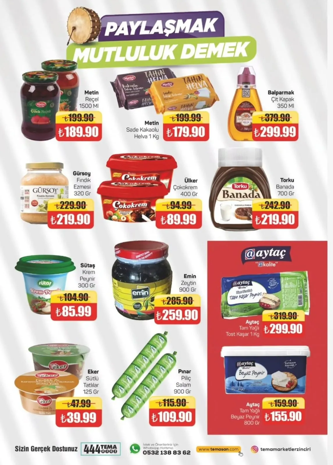 Tema Tema Market 6 Şubat 2026 Aktüel Kataloğu sayfa 8: Emin Zeytin 900 Gr, Sütaş Krem Peynir 300 Gr