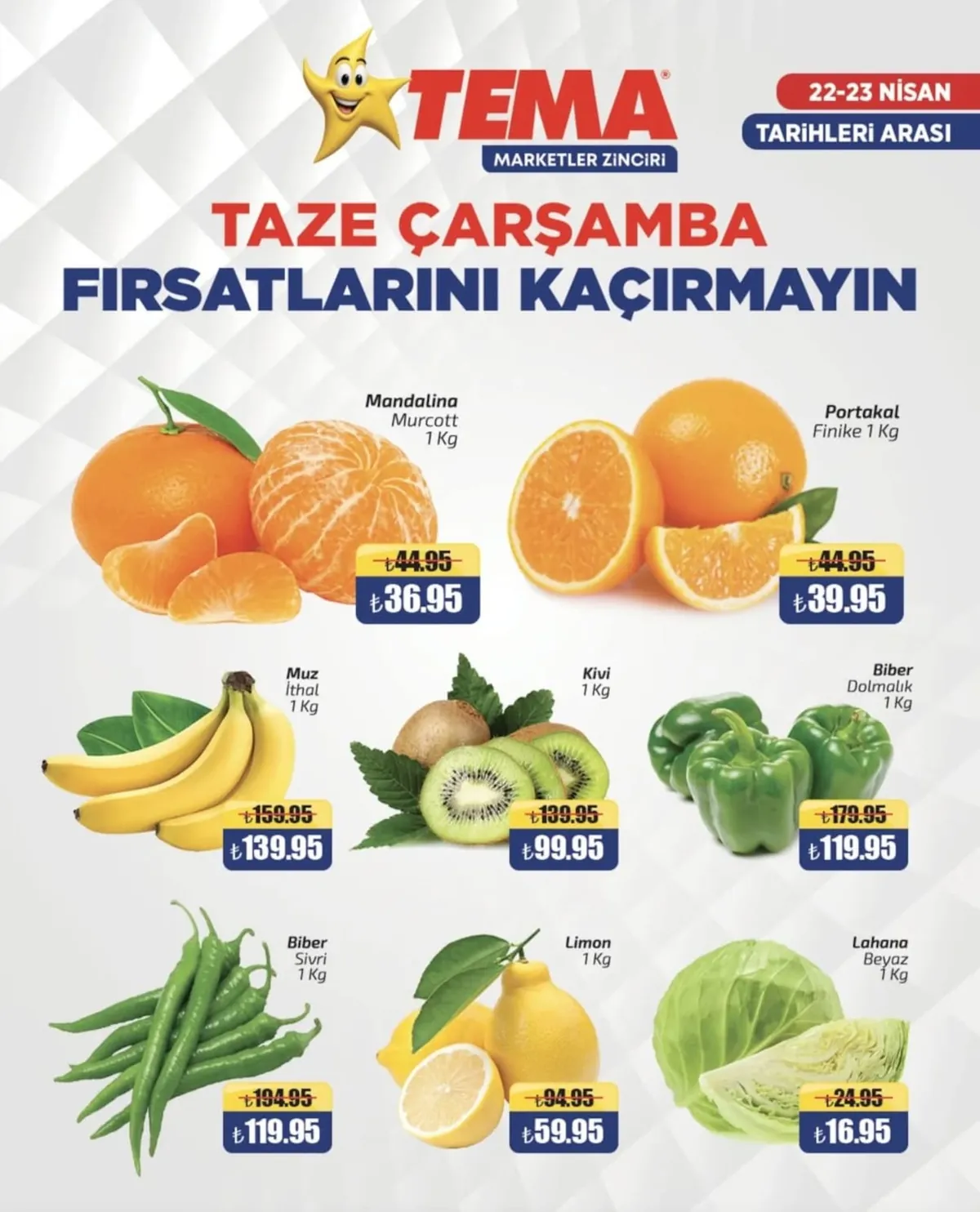 Tema Tema Market 22 Nisan 2026 Aktüel Kataloğu sayfa 2: Limon 1 Kg, Biber Dolmalik 1 Kg