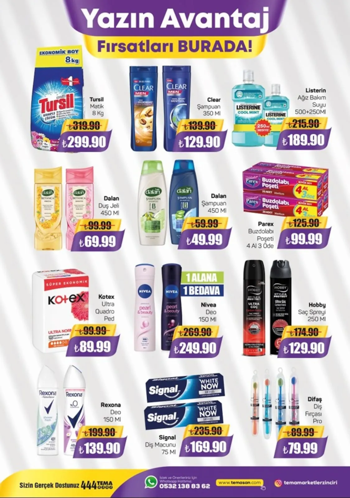Tema Tema Market 1 Mayıs 2026 Aktüel Kataloğu sayfa 4: Kotex Ultra Quadro Ped, Nivea Deo Pearl & Beauty Deodorant 150Ml