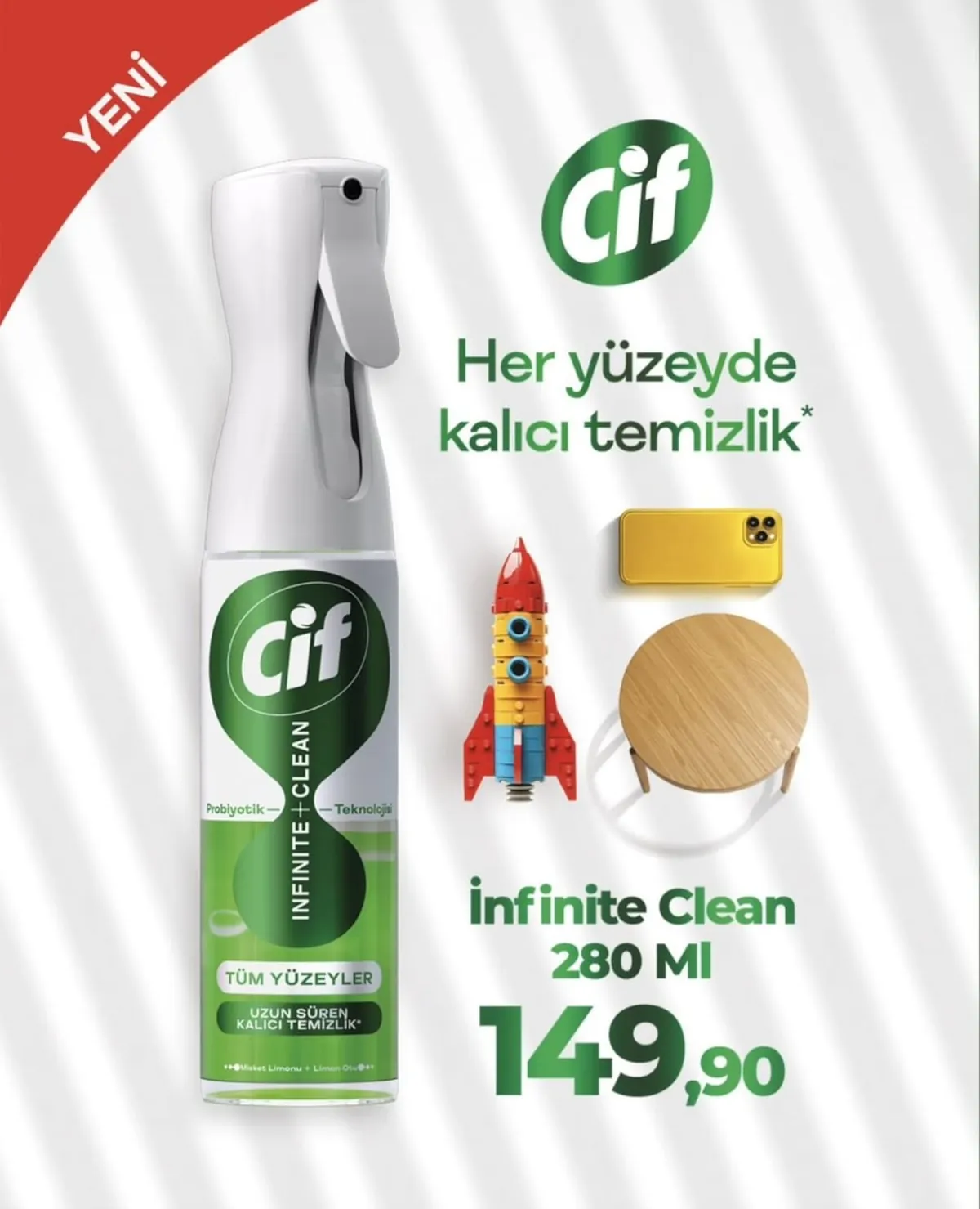 Tema Tema Market 15 Mayıs 2026 Aktüel Kataloğu sayfa 15: Cif Infinite+Clean Tüm Yüzeyler Uzun Süren Kalıcı Temizlik 280 Ml
